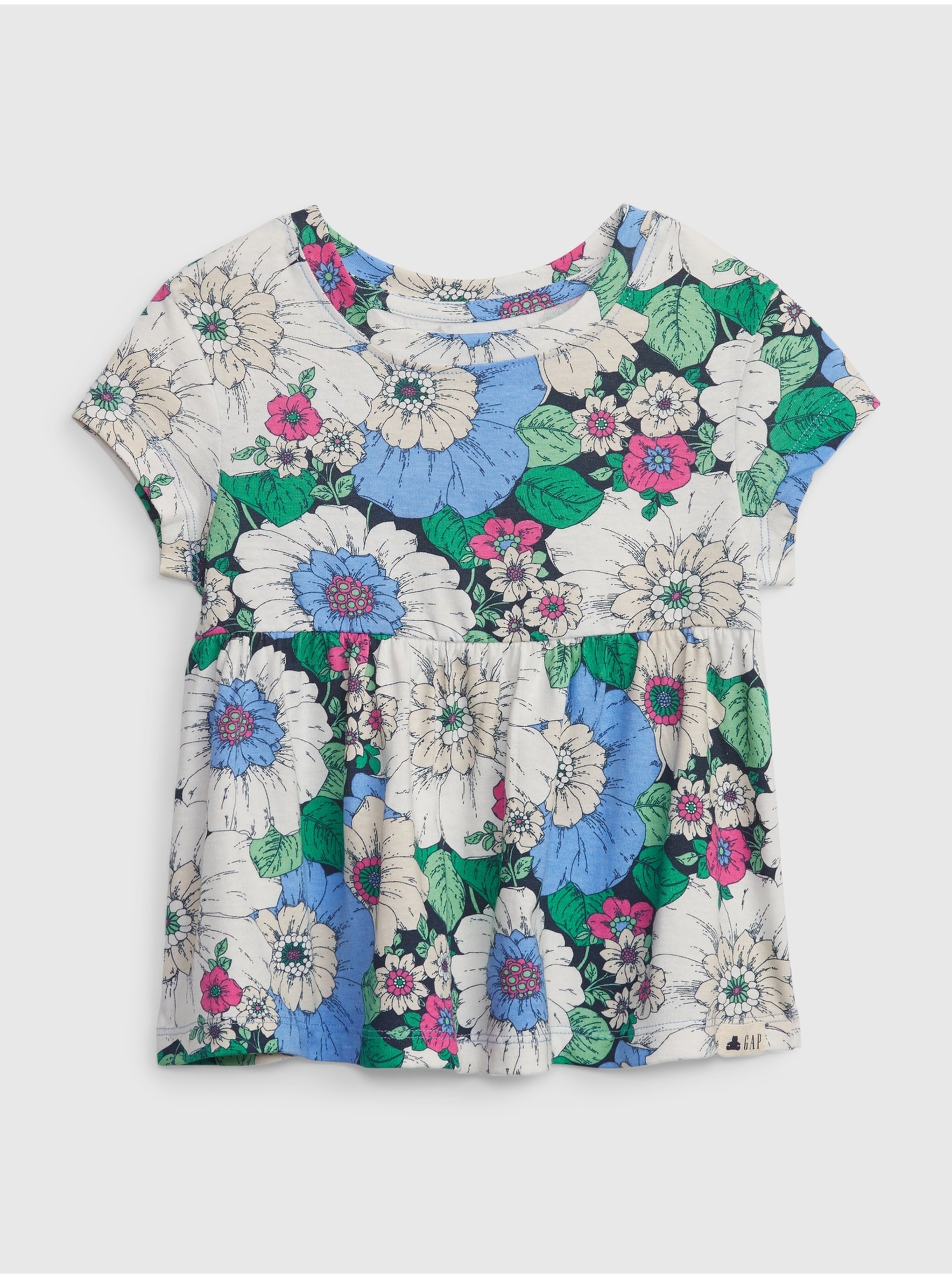 E-shop Zeleno-bílé holčičí květované tričko GAP