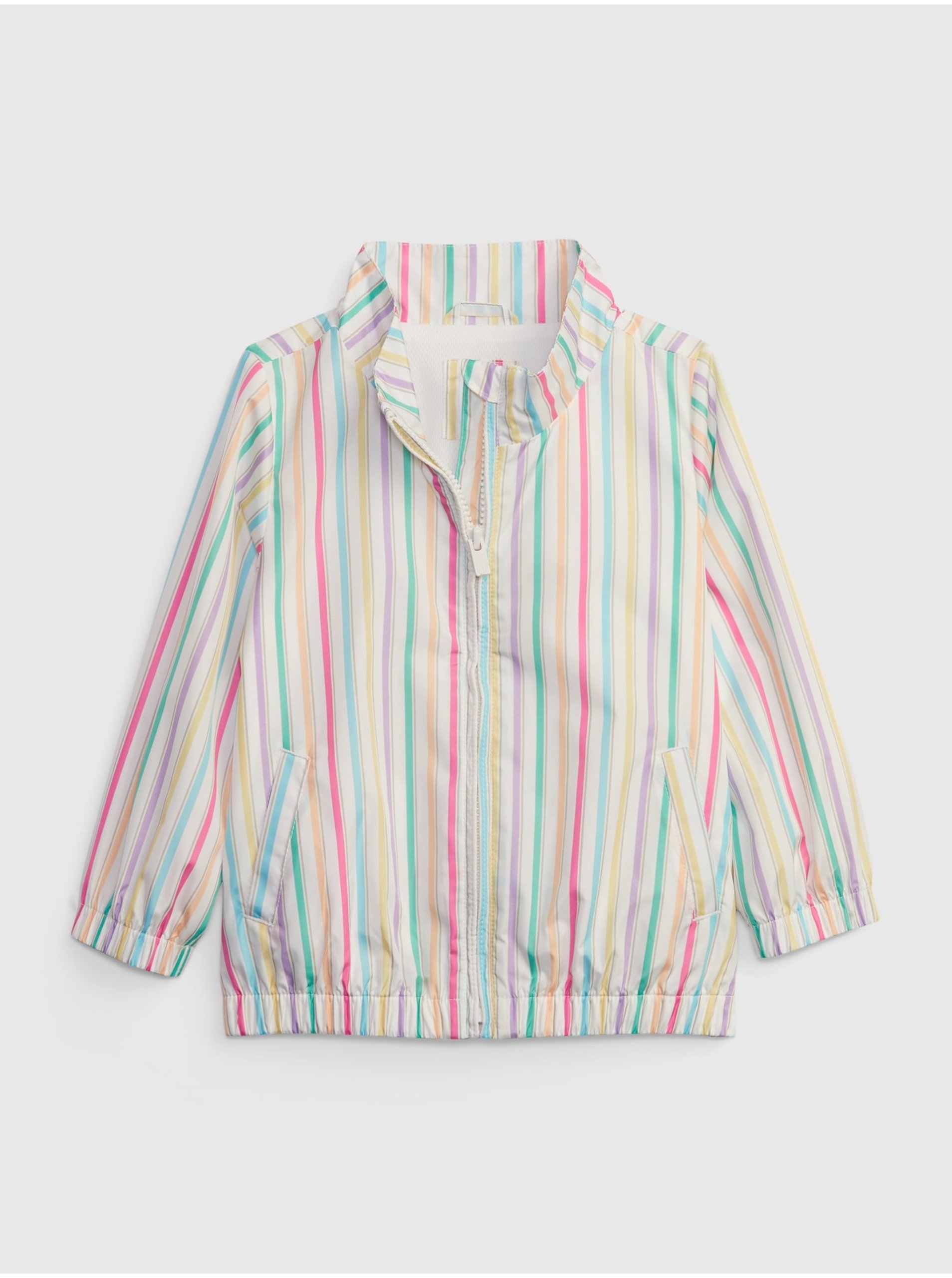 E-shop Ružovo-krémová dievčenská pruhovaná bunda GAP
