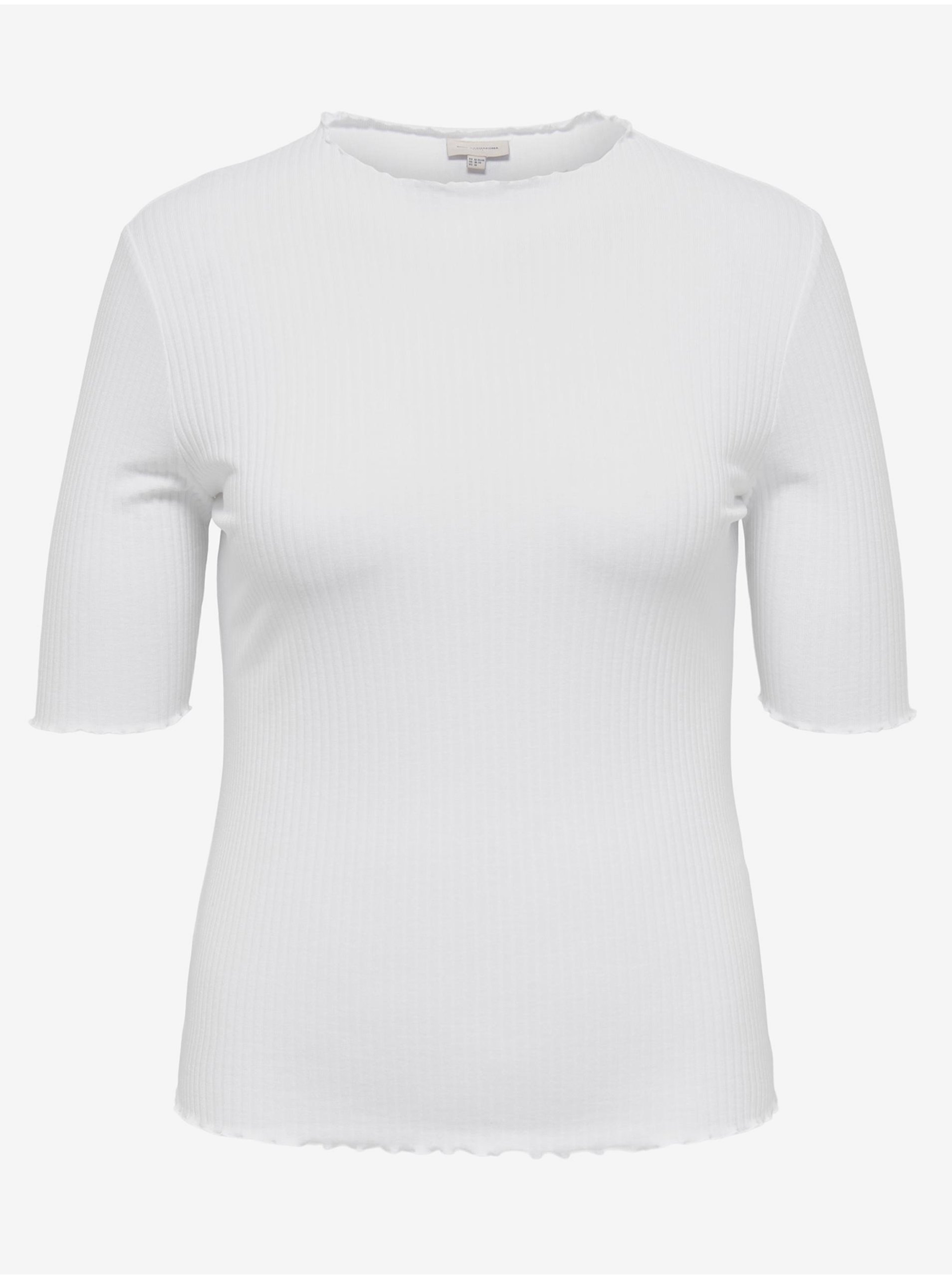 Lacno Biele dámske rebrované tričko ONLY CARMAKOMA Ally