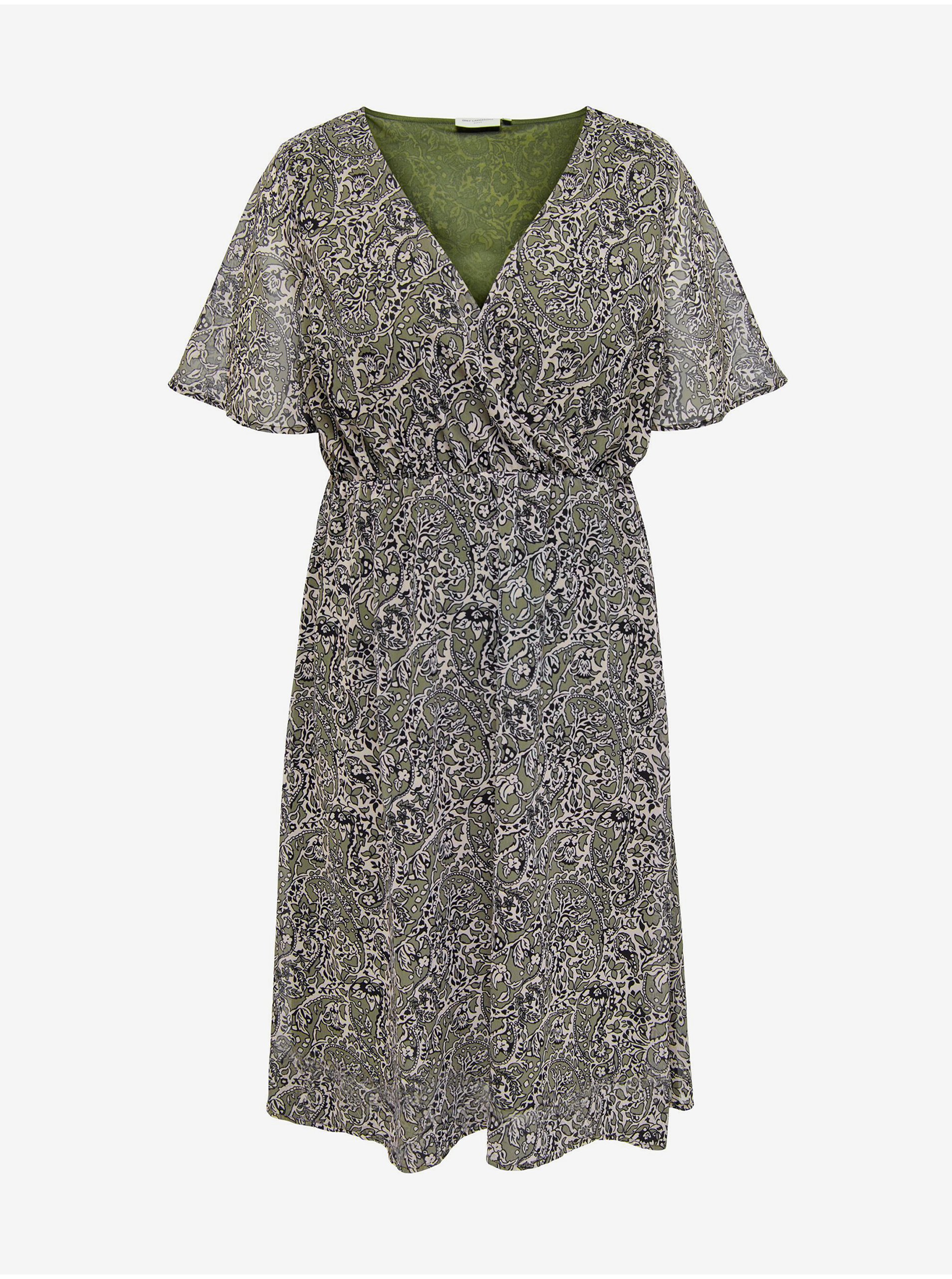 E-shop Khaki dámské vzorované šaty ONLY CARMAKOMA Inessa