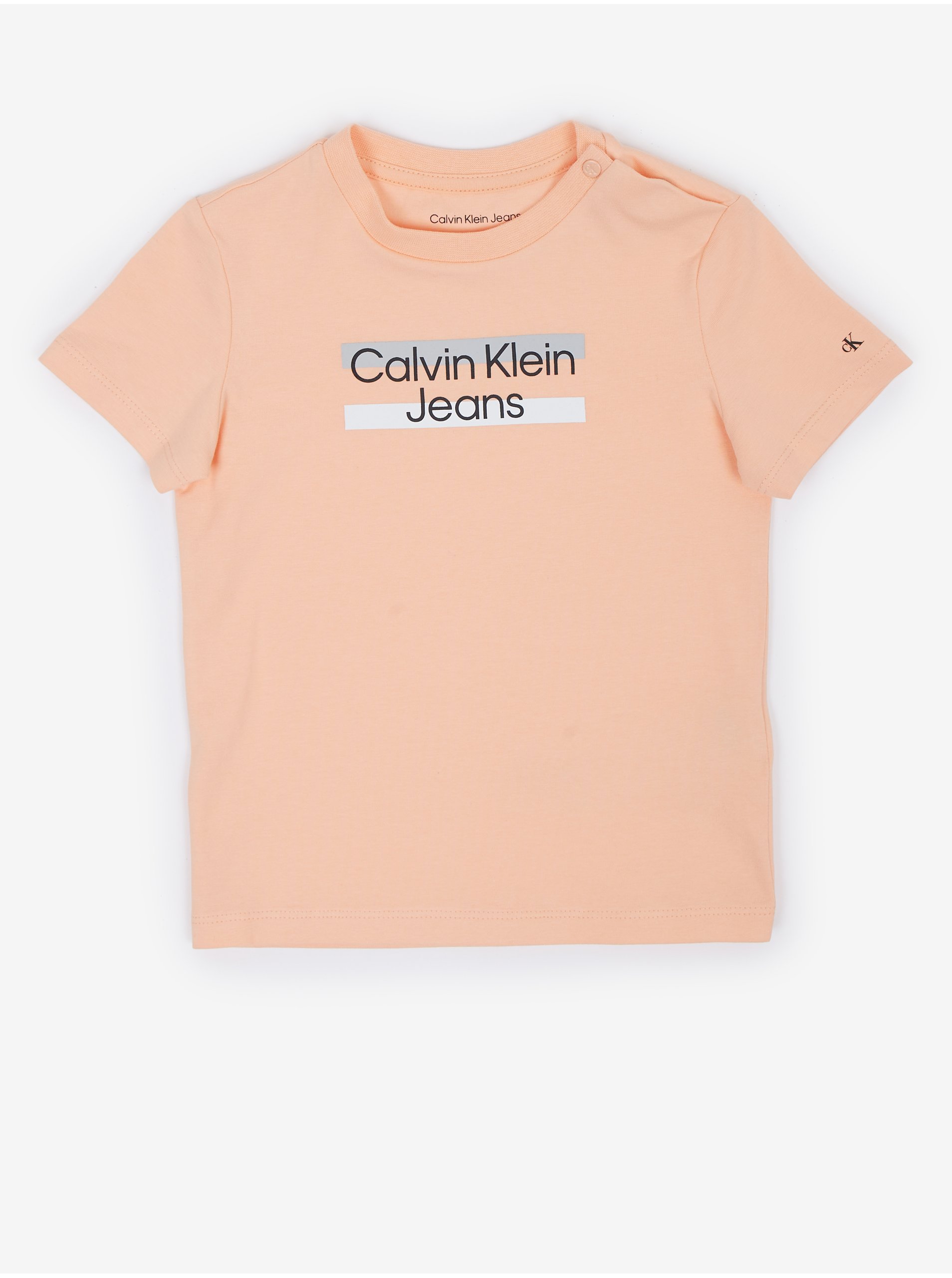 Levně Oranžové holčičí tričko s potiskem Calvin Klein Jeans