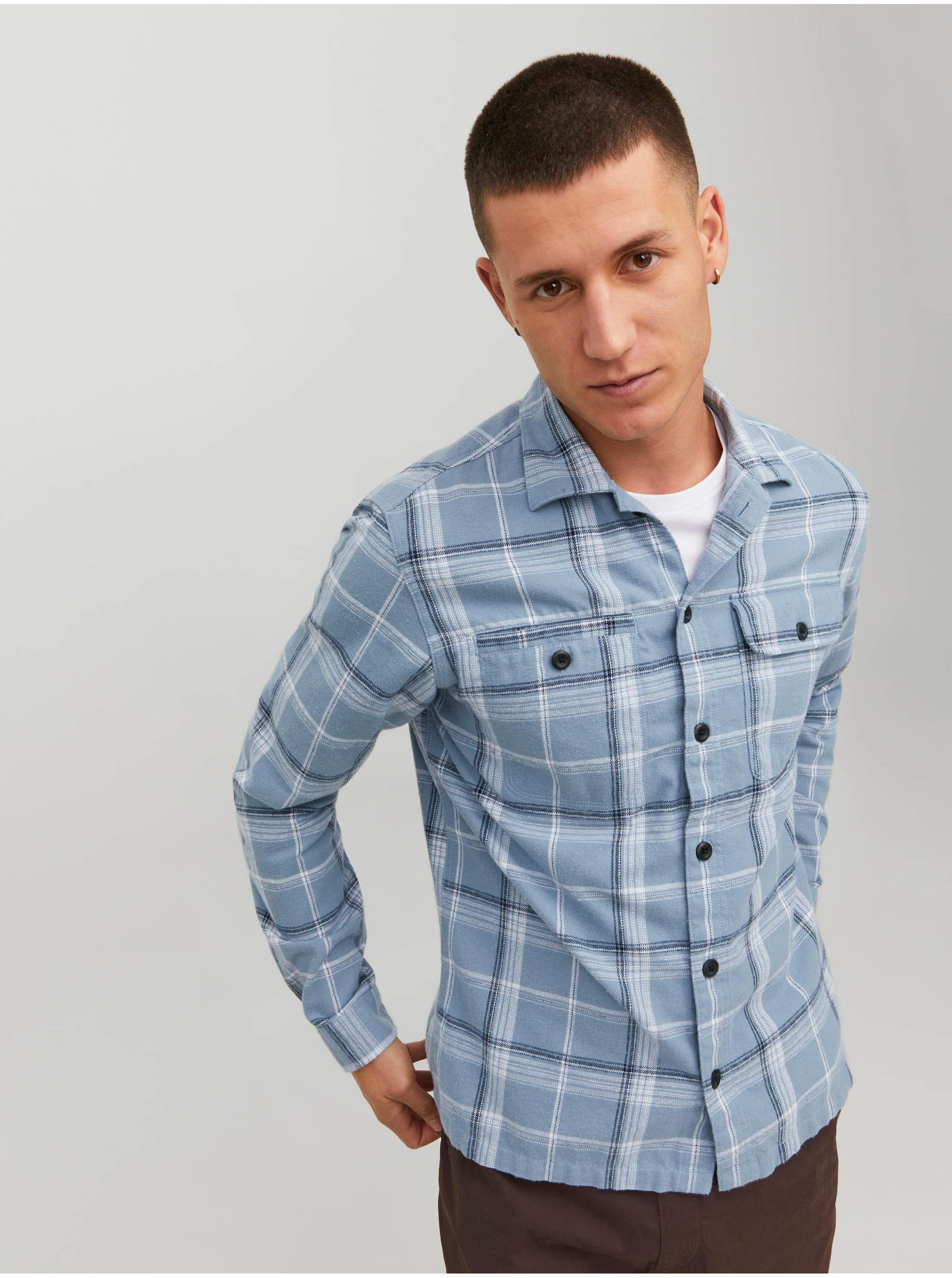 Lacno Modrá kockovaná košeľa Jack & Jones Ben