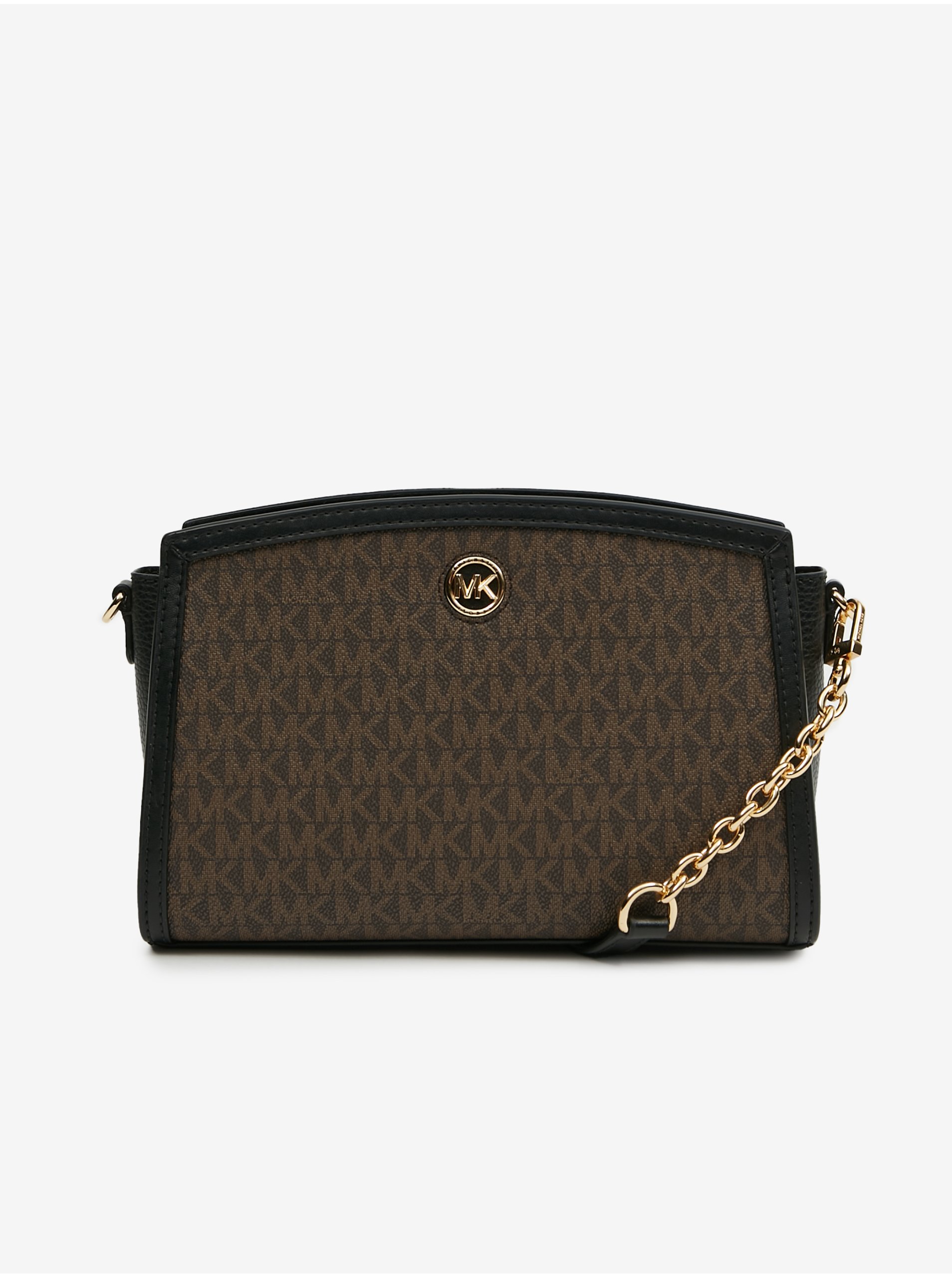 E-shop Tmavo hnedá dámska vzorovaná crossbody kabelka Michael Kors