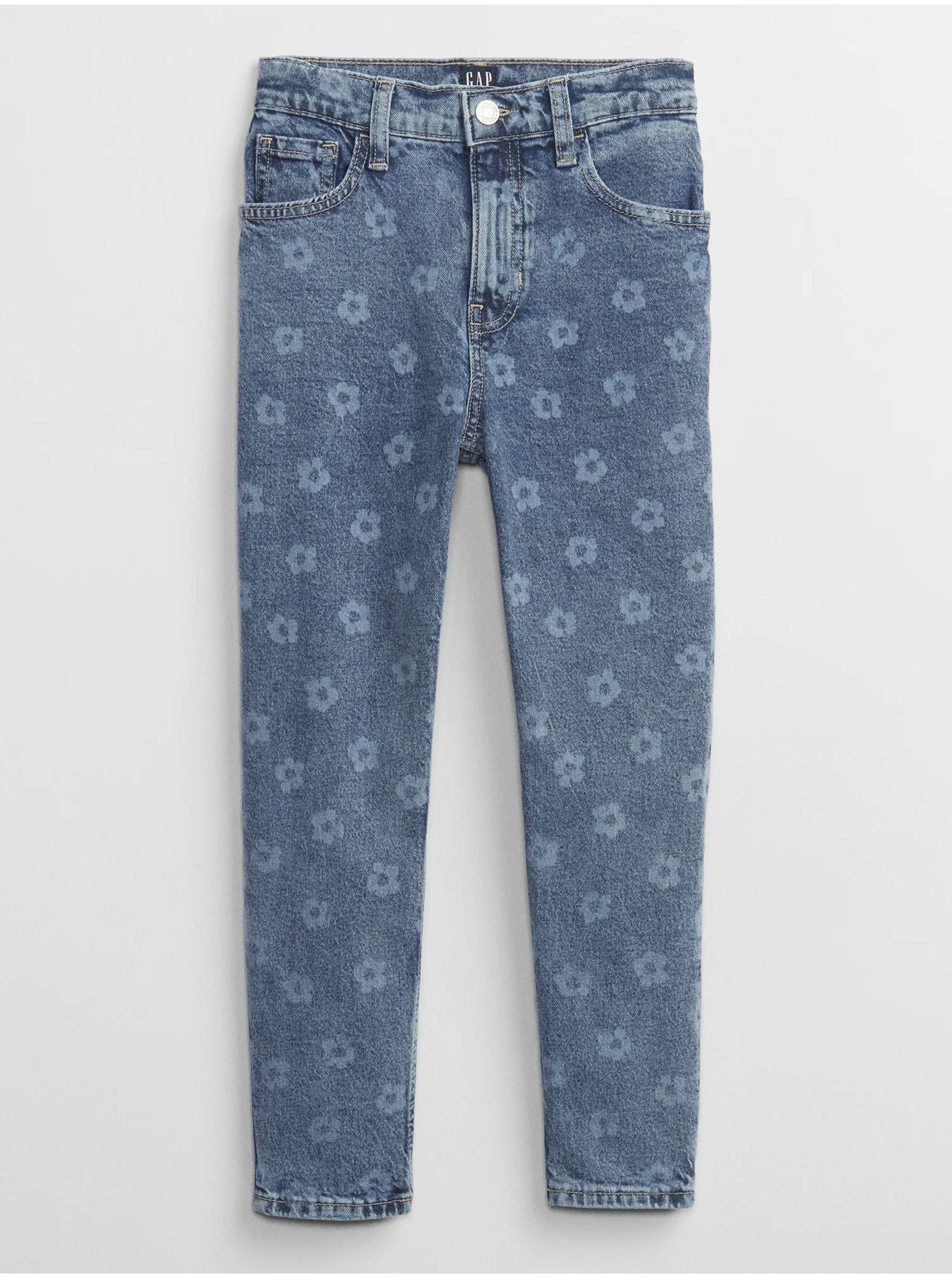 E-shop Modré holčičí květované džíny GAP mom high rise