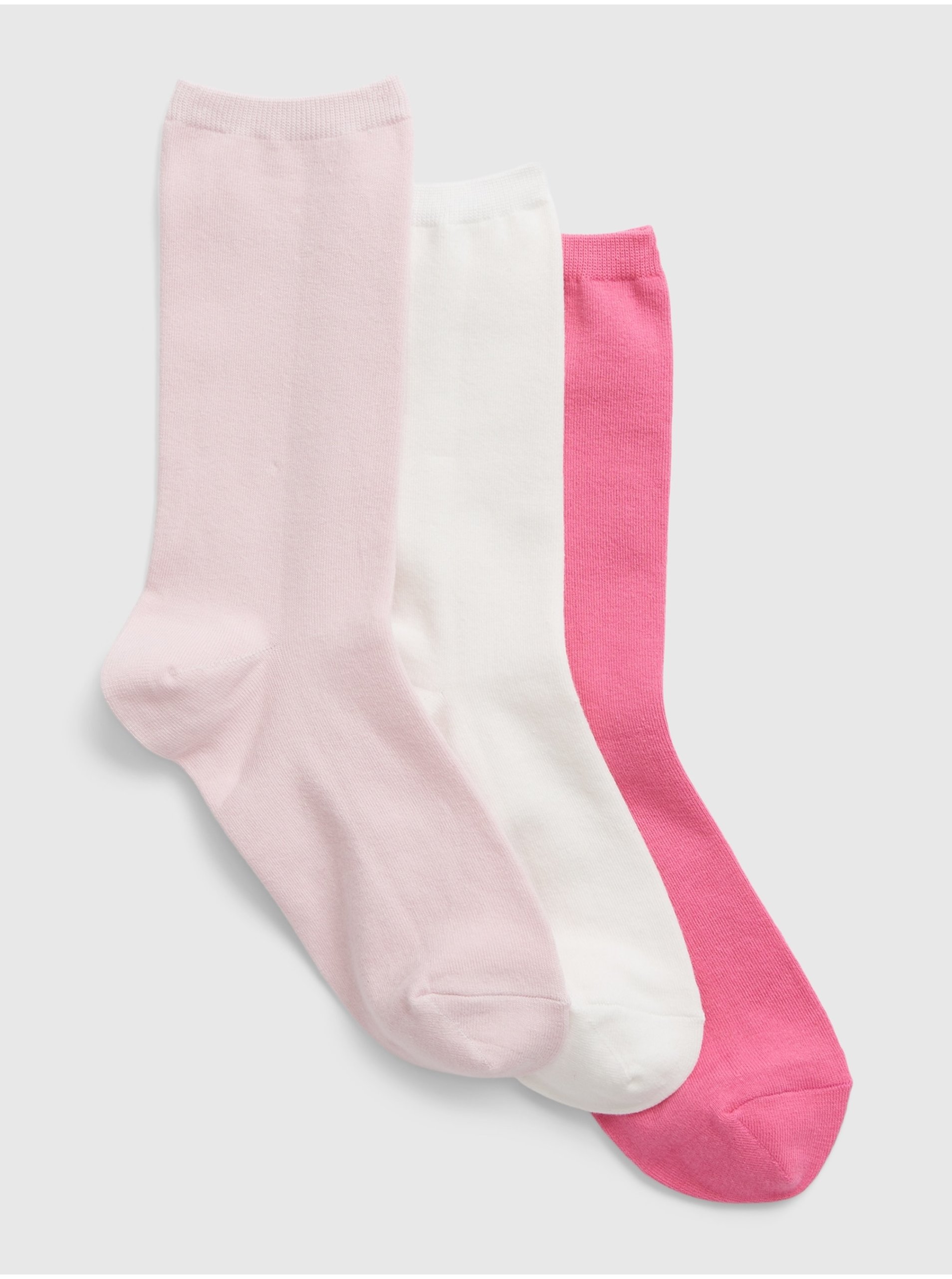 Levně Sada tří párů dámských ponožek v růžové a bílé barvě GAP