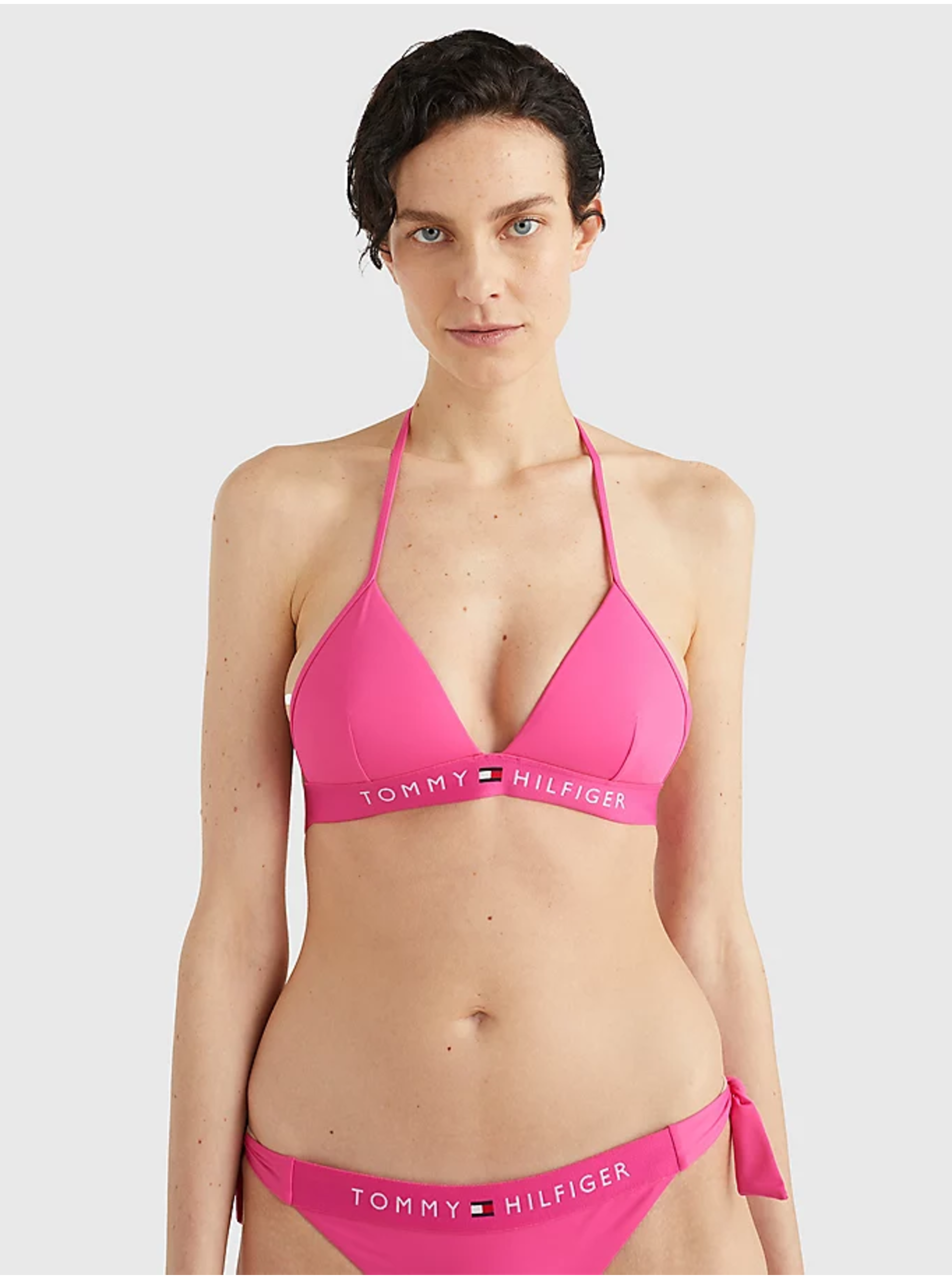 Levně Tmavě růžový dámský vrchní díl plavek Tommy Hilfiger Underwear