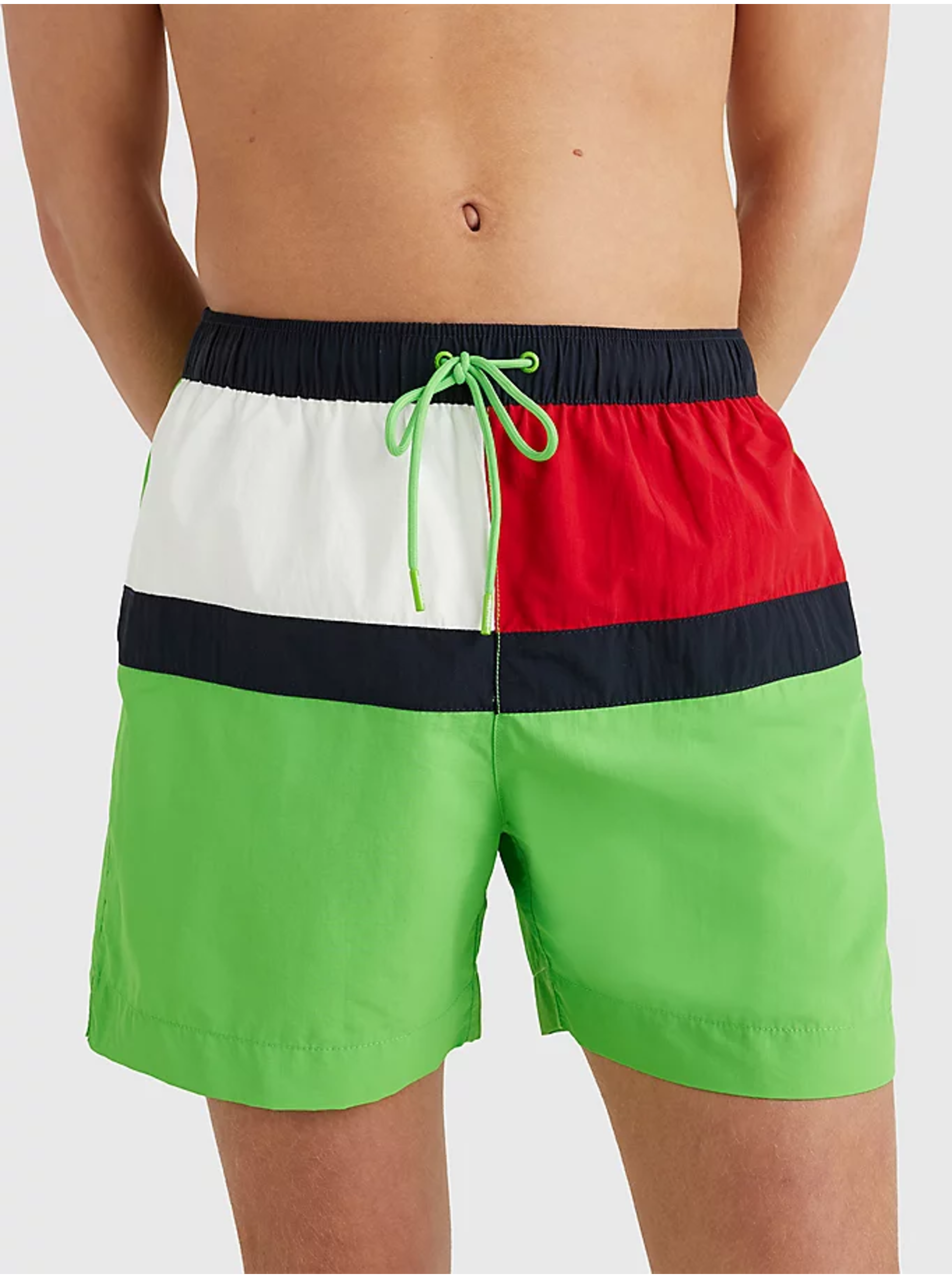Levně Světle zelené pánské vzorované plavky Tommy Hilfiger Underwear