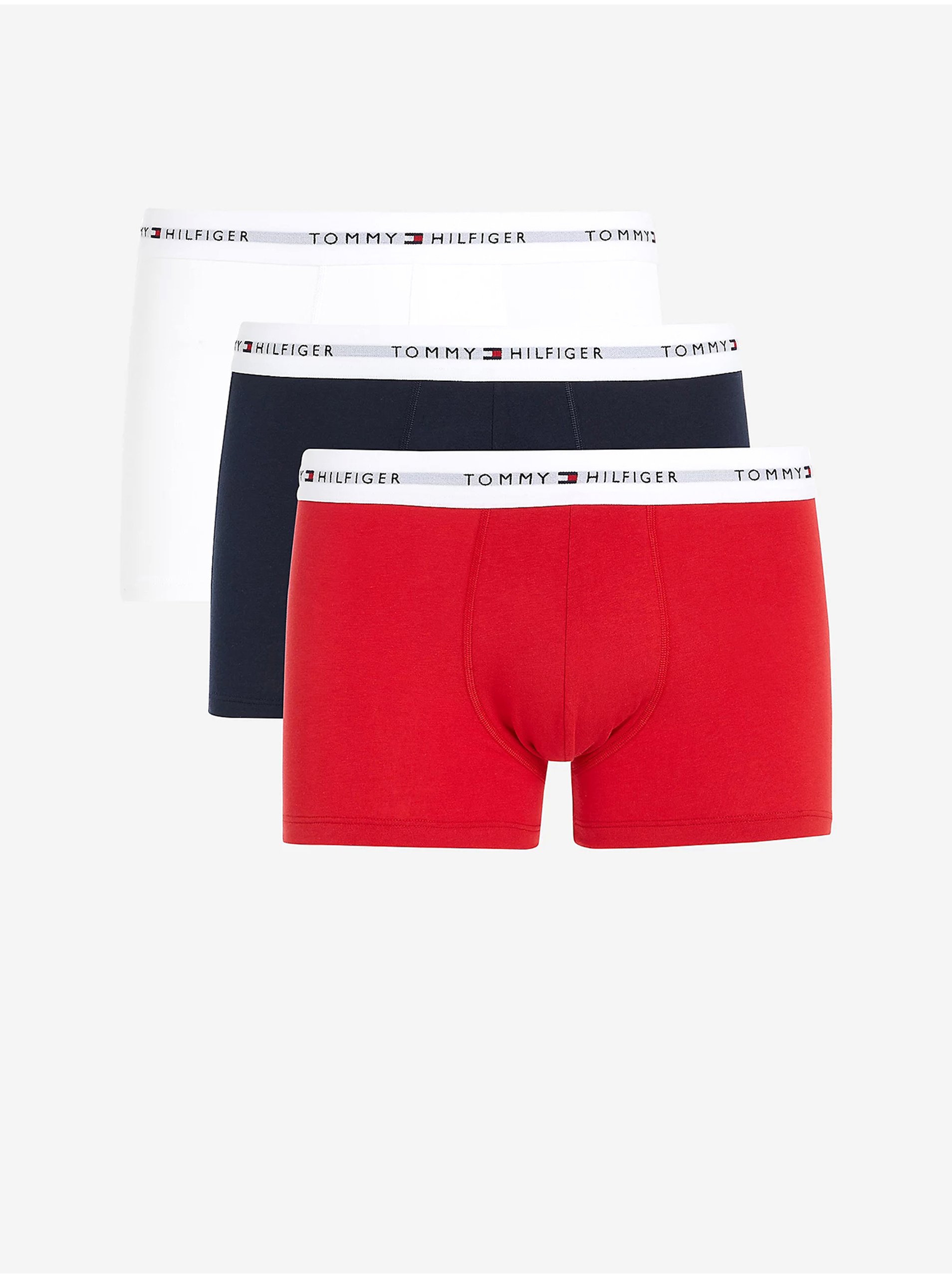 Lacno Súprava troch pánskych boxeriek v čiernej, bielej a červenej farbe Tommy Hilfiger Underwear