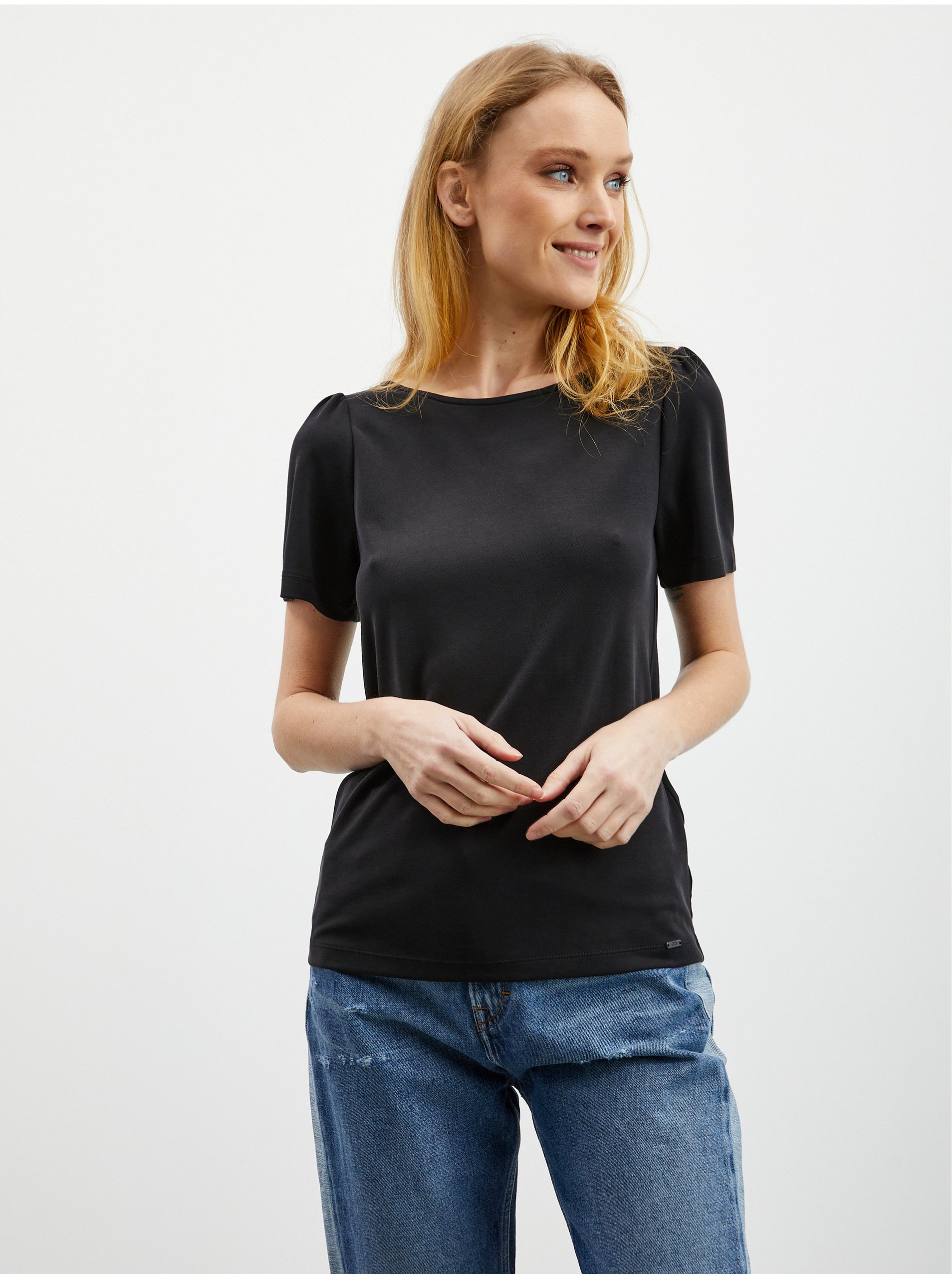 E-shop Černé dámské tričko se zavazováním na zádech ZOOT.lab Romy