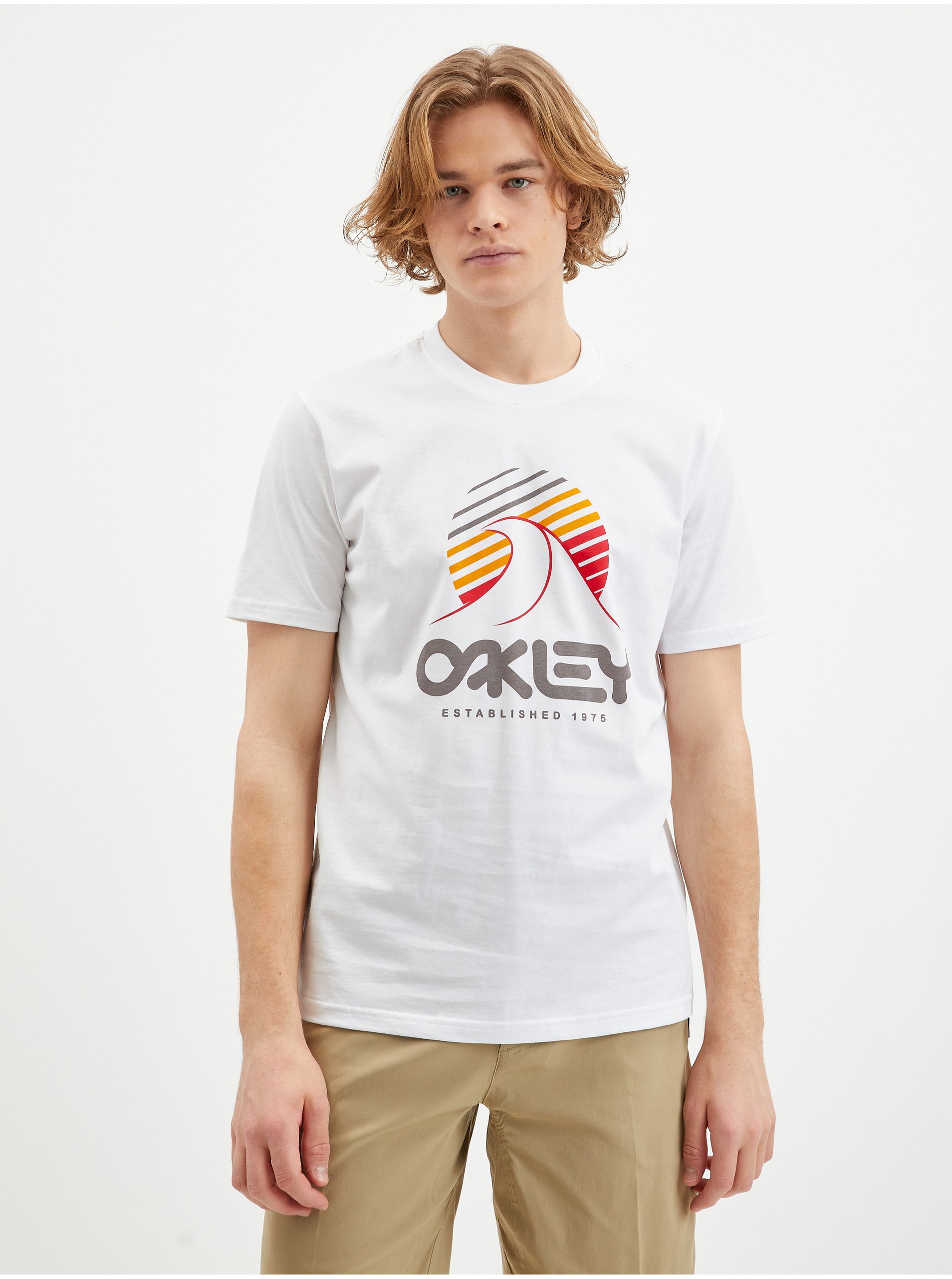Levně Bílé pánské tričko Oakley