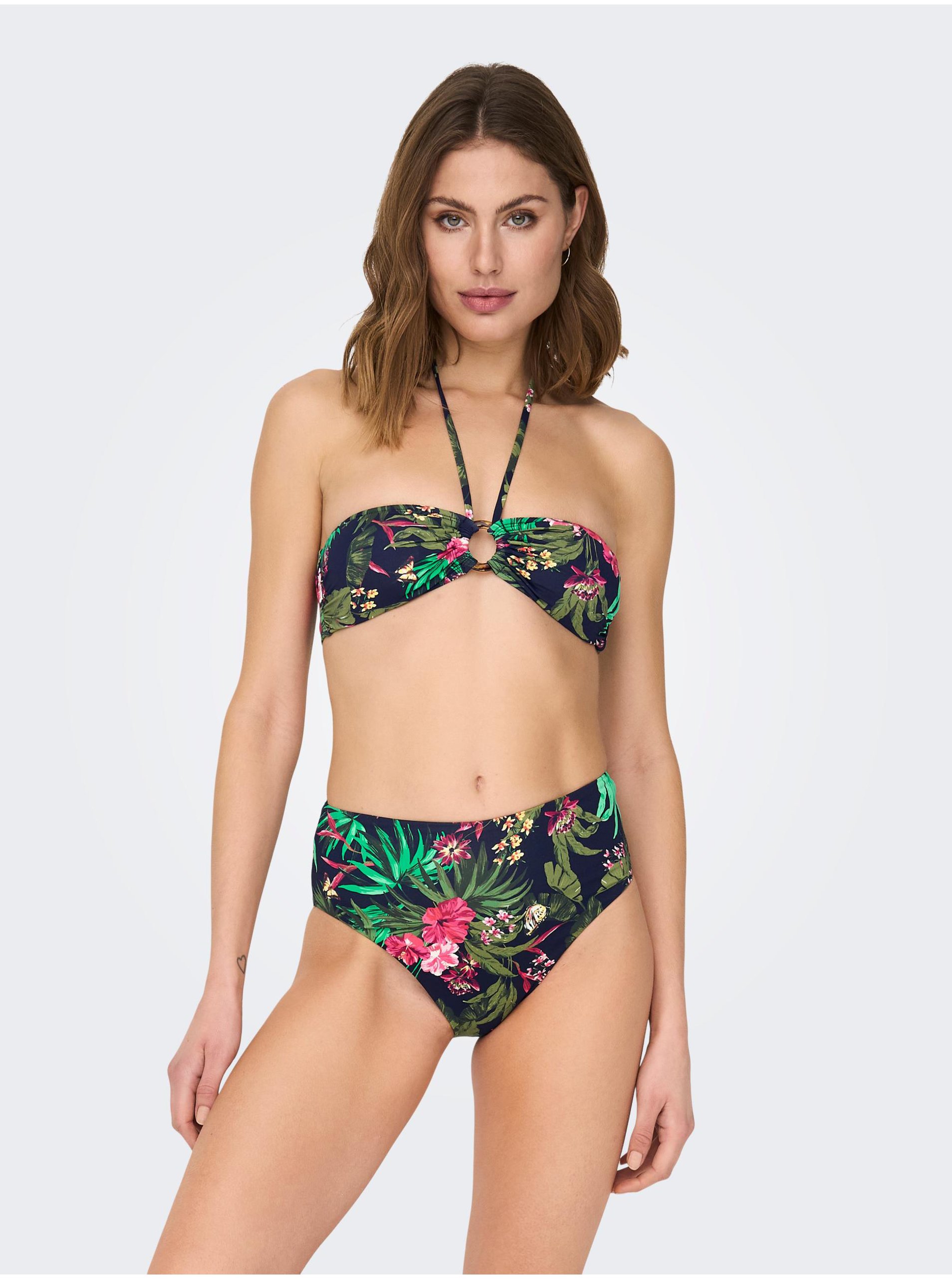 E-shop Zeleno-modý dámský květovaný spodní díl plavek ONLY Juliette