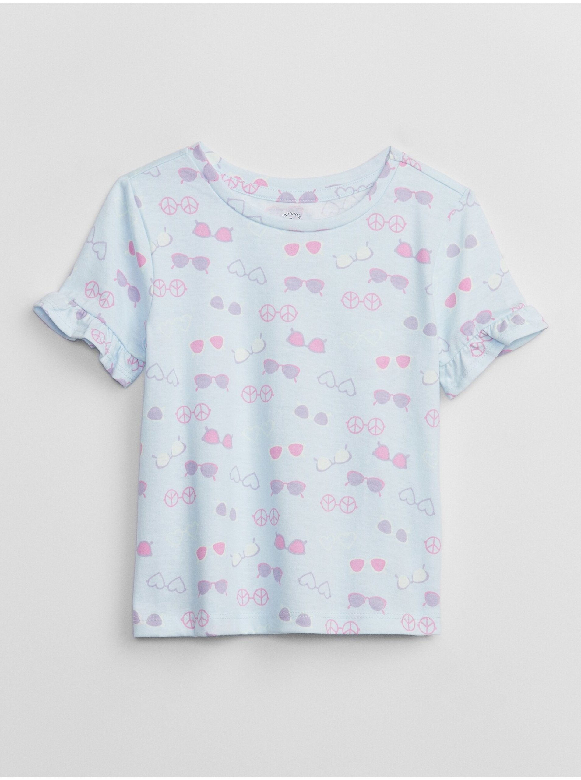 Lacno Svetlomodré dievčenské vzorované tričko s volánmi GAP
