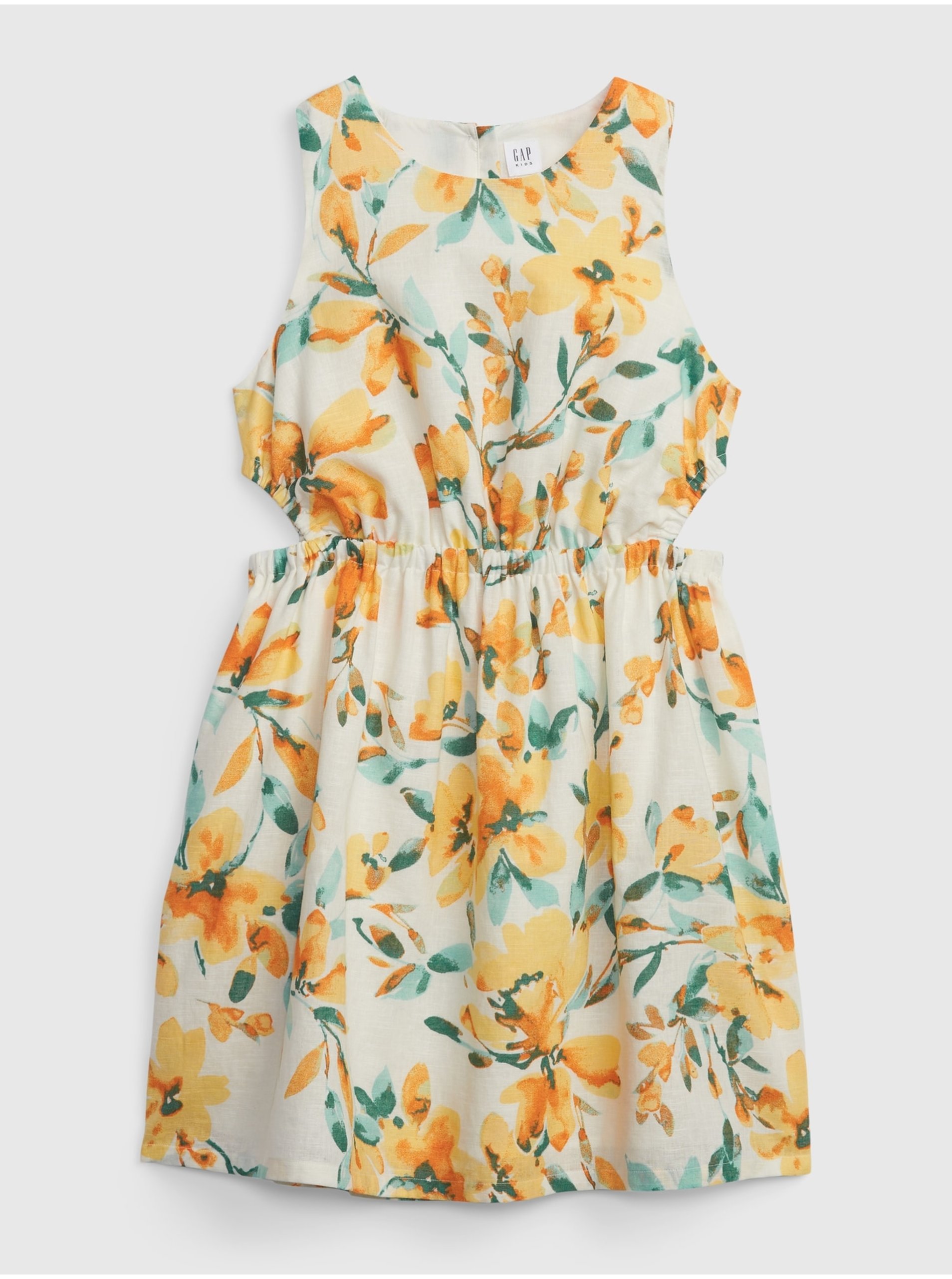 E-shop Žluto-krémové holčičí květované šaty GAP
