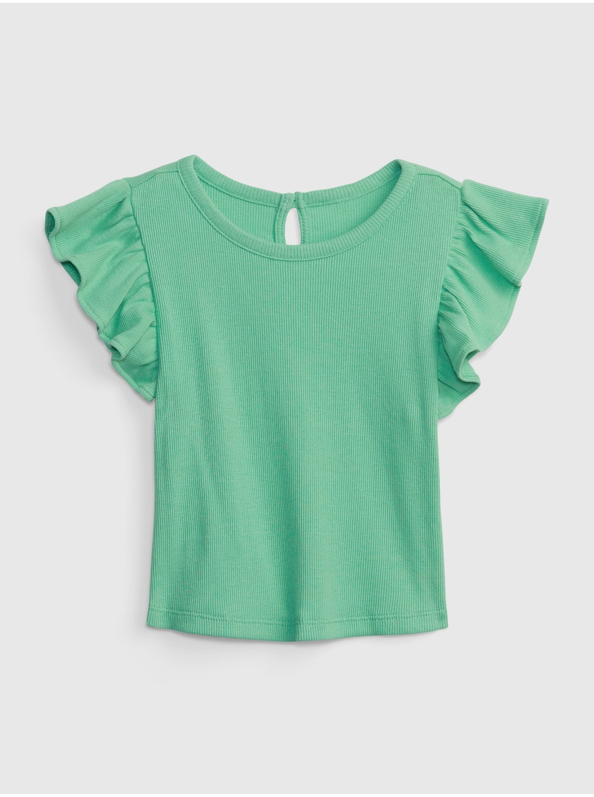 Levně Zelené holčičí tričko s volány GAP