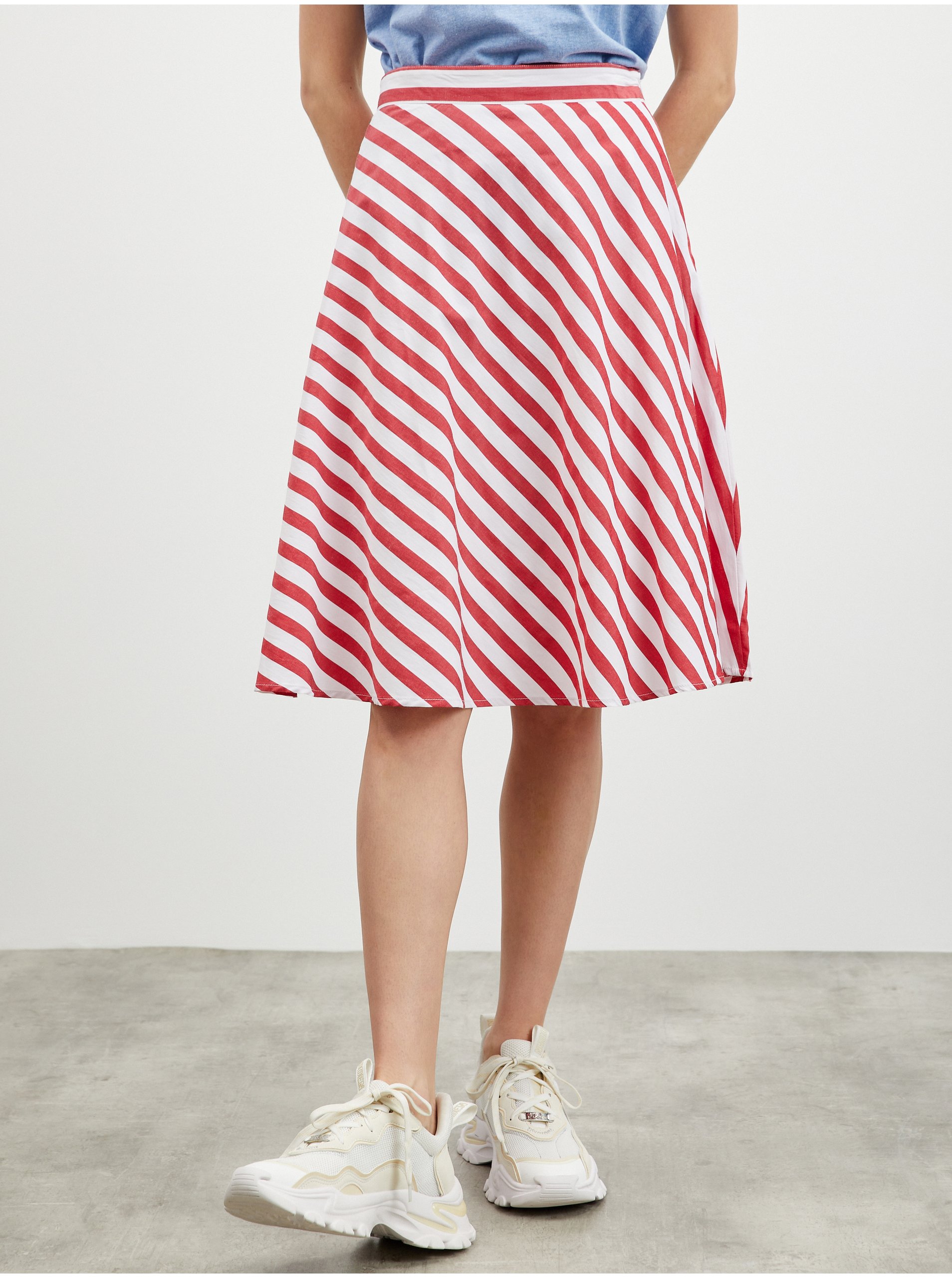 Lacno Bielo-červená pruhovaná sukňa ZOOT.lab Simona