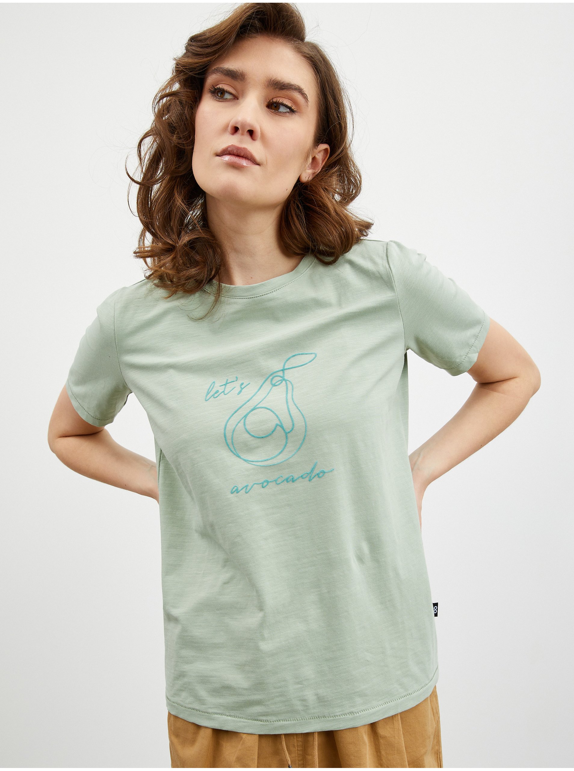 Levně Světle zelené dámské tričko s potiskem ZOOT.lab Elvira