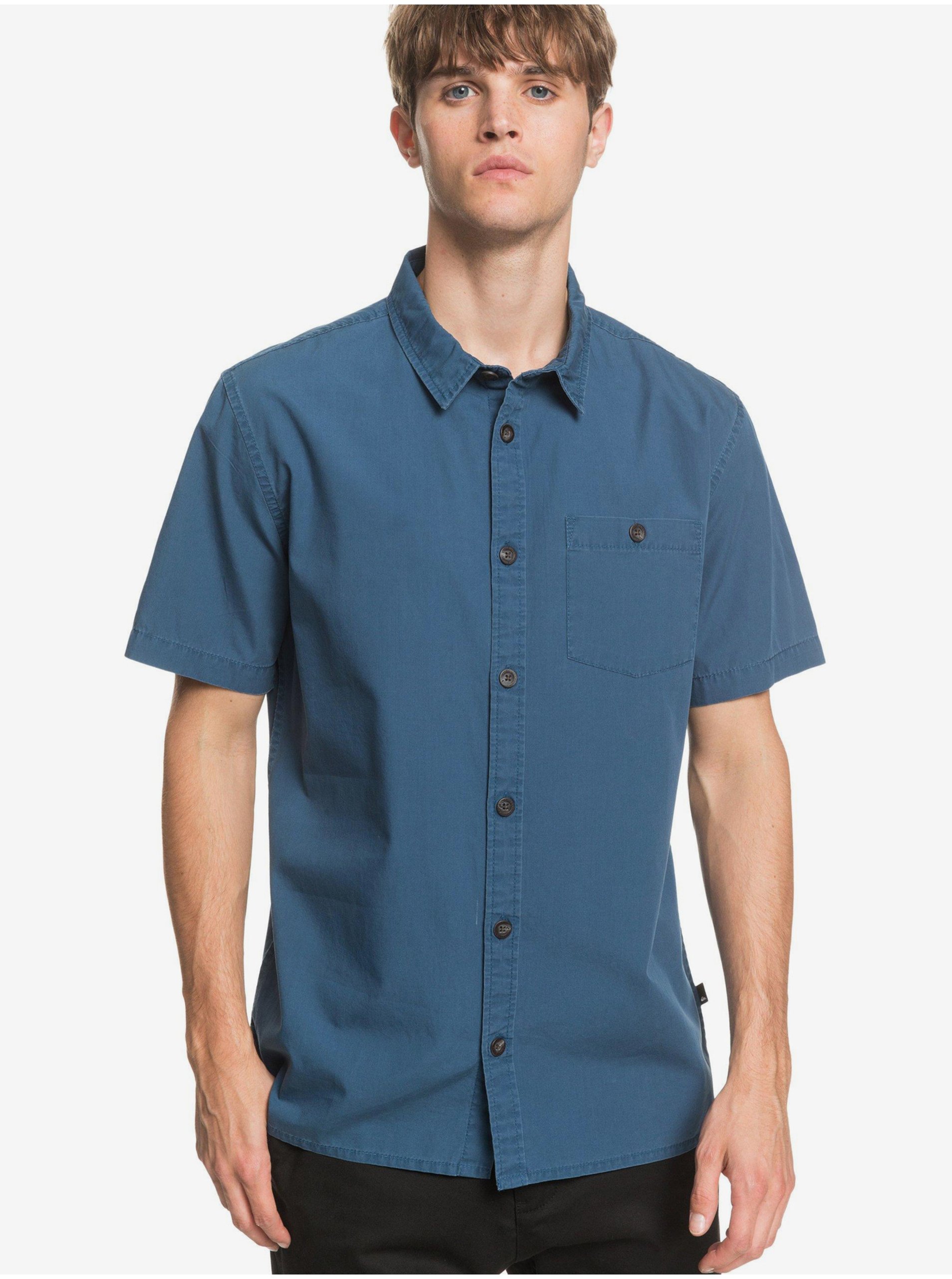 Levně Modrá pánská košile s krátkým rukávem Quiksilver Taxer Wash