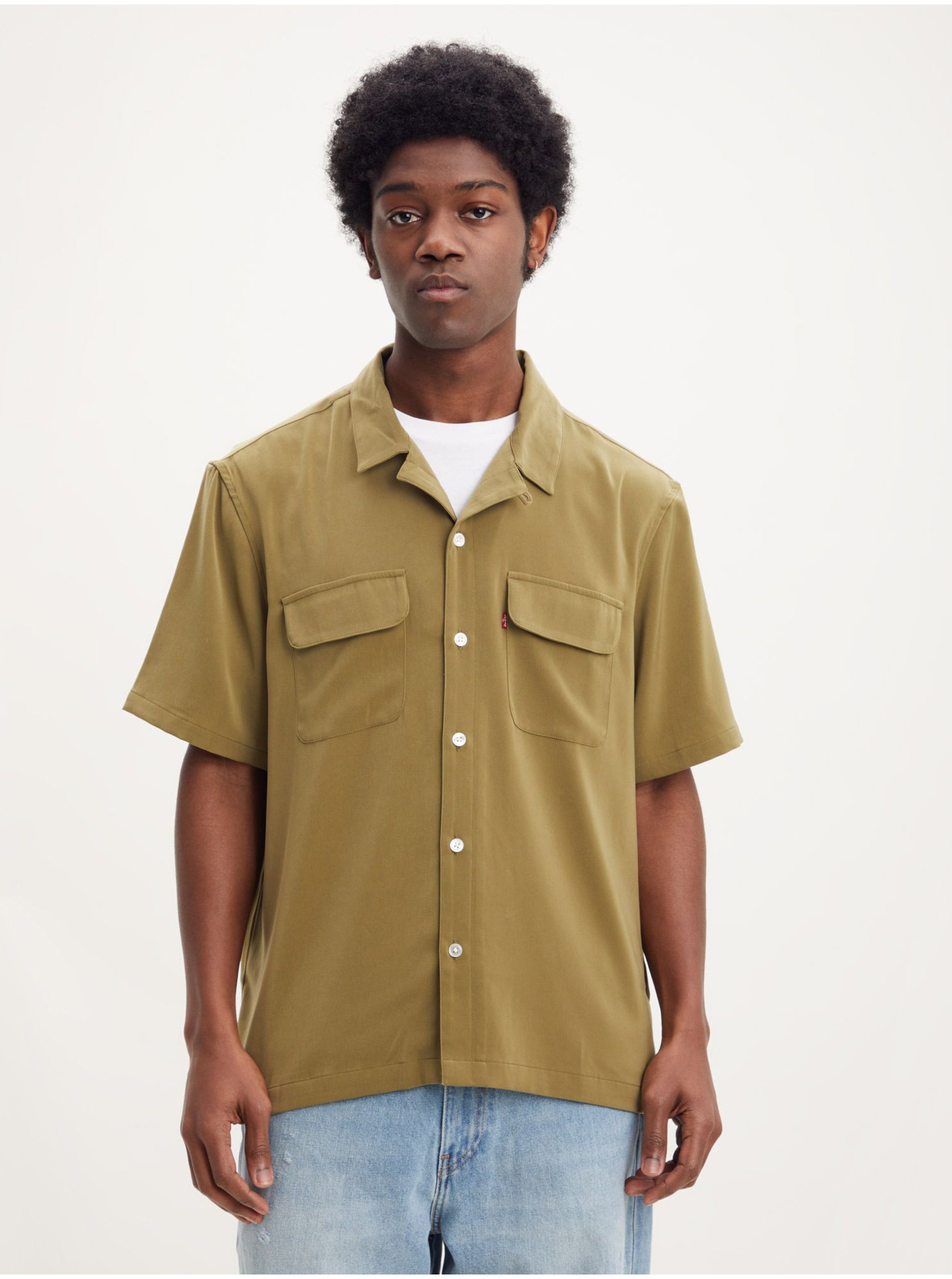 Levně Khaki pánská košile s krátkým rukávem Levi's® Pajama