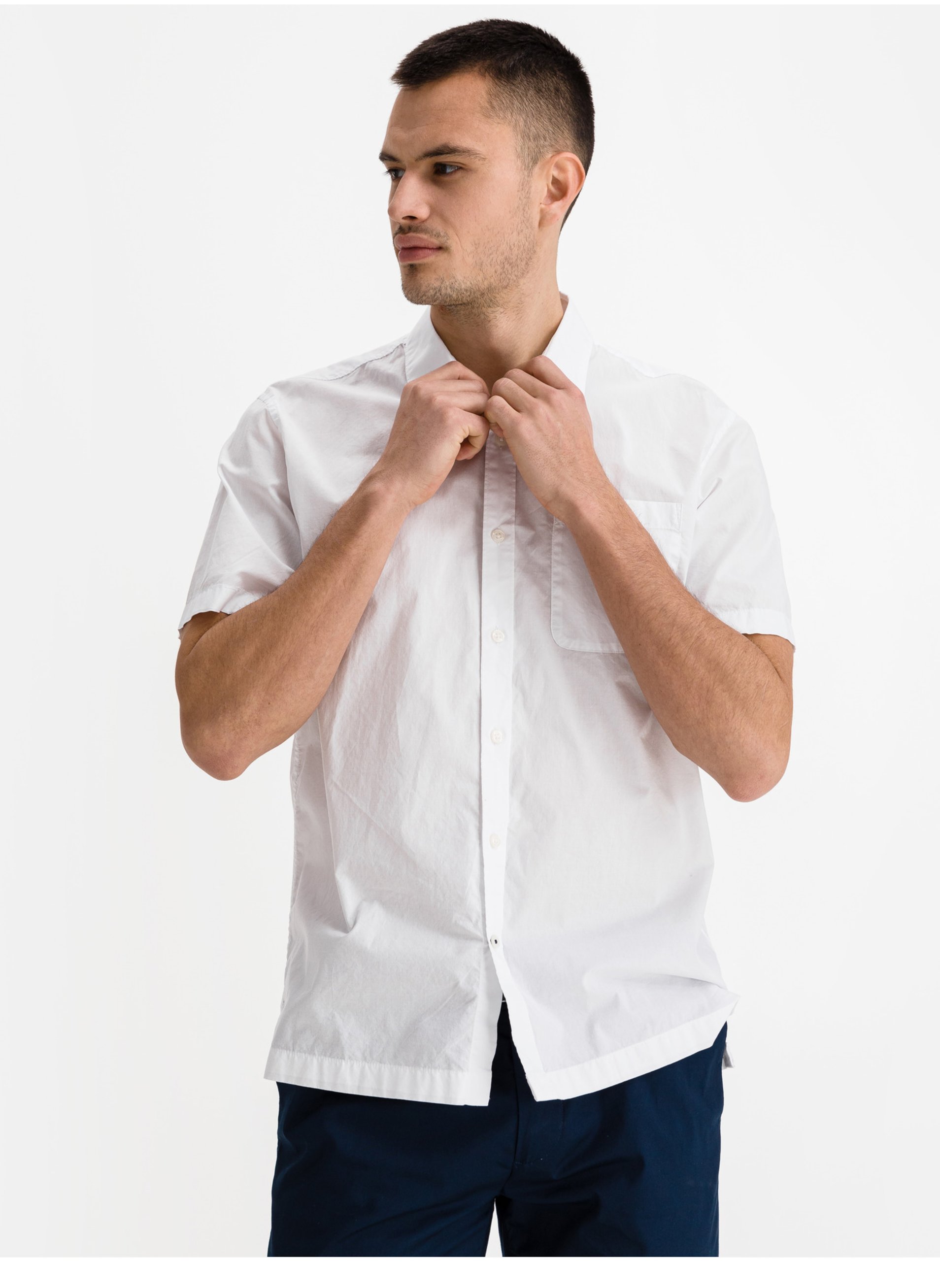 E-shop Bílá pánská košile Pepe Jeans Seth