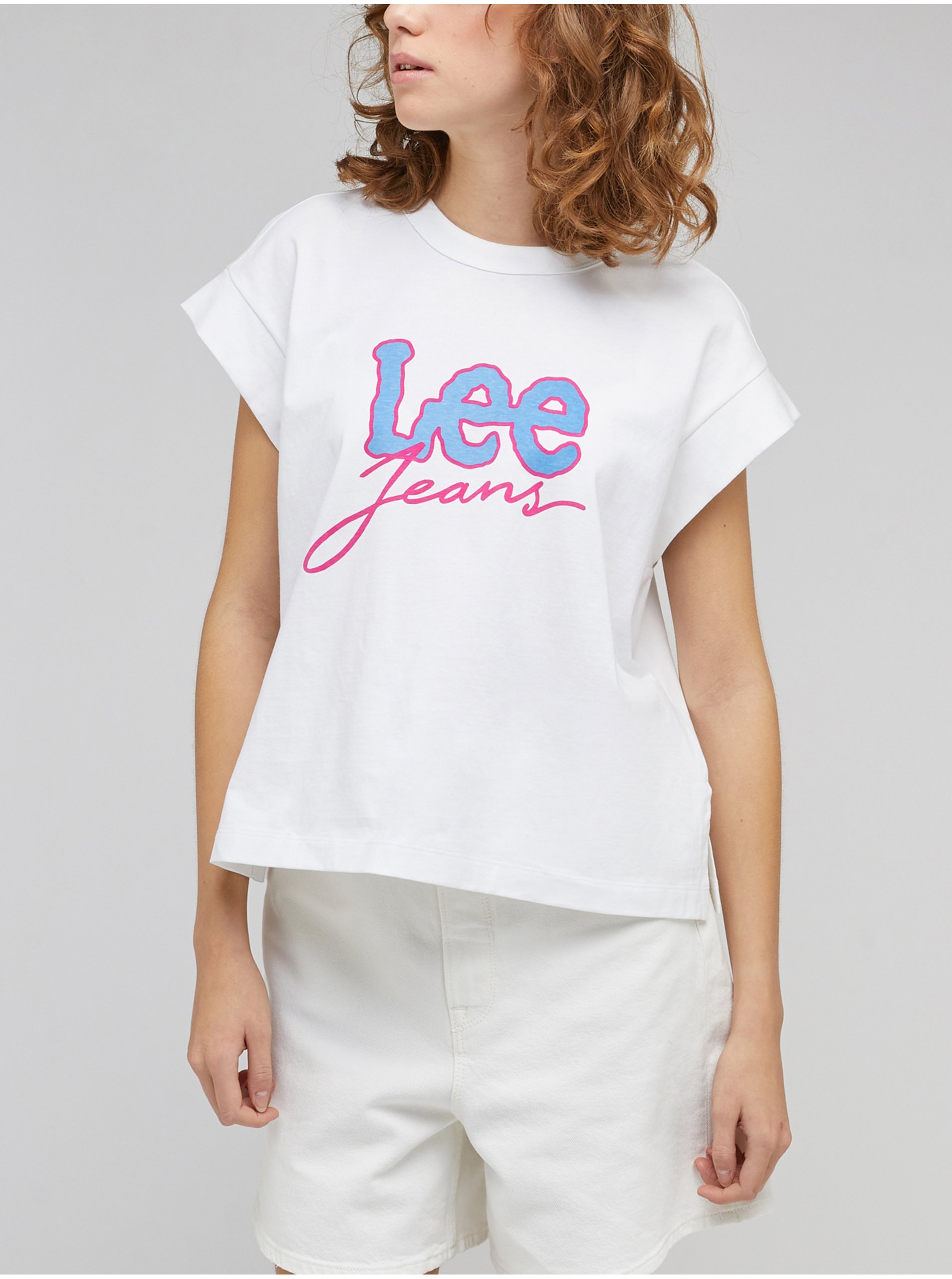 Levně Bílé dámské tričko Lee