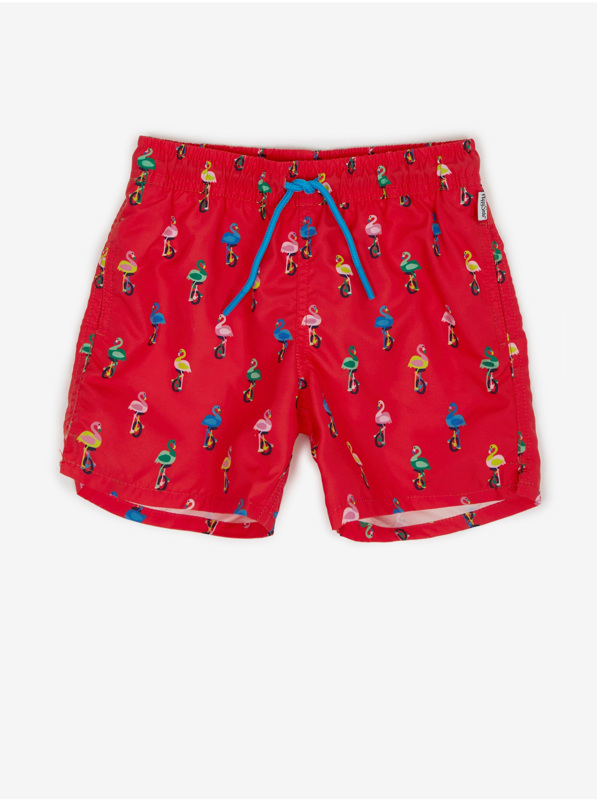 Lacno Červené chlapčenské vzorované plavky Happy Socks