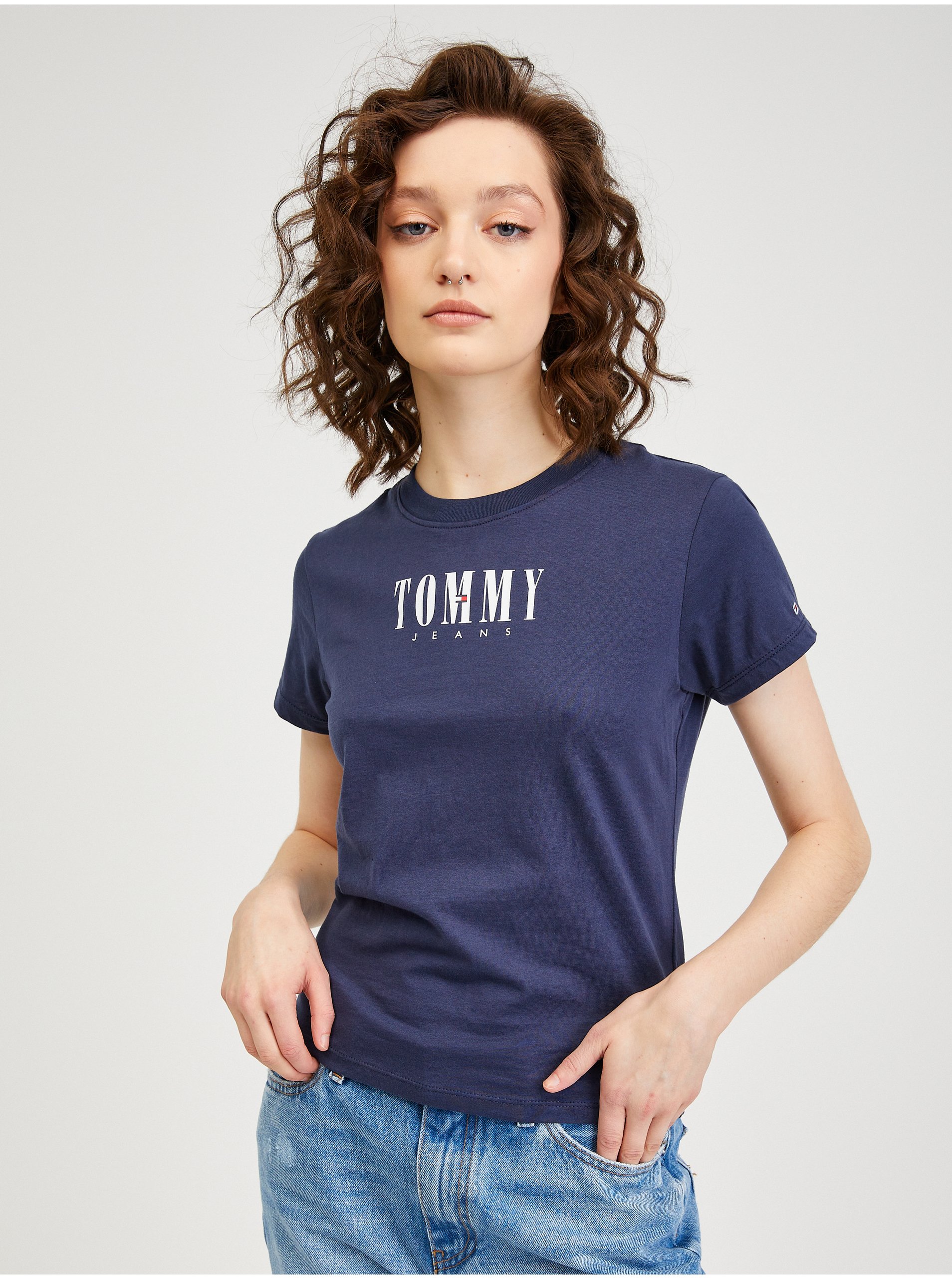 Lacno Tmavomodré dámske tričko Tommy Jeans