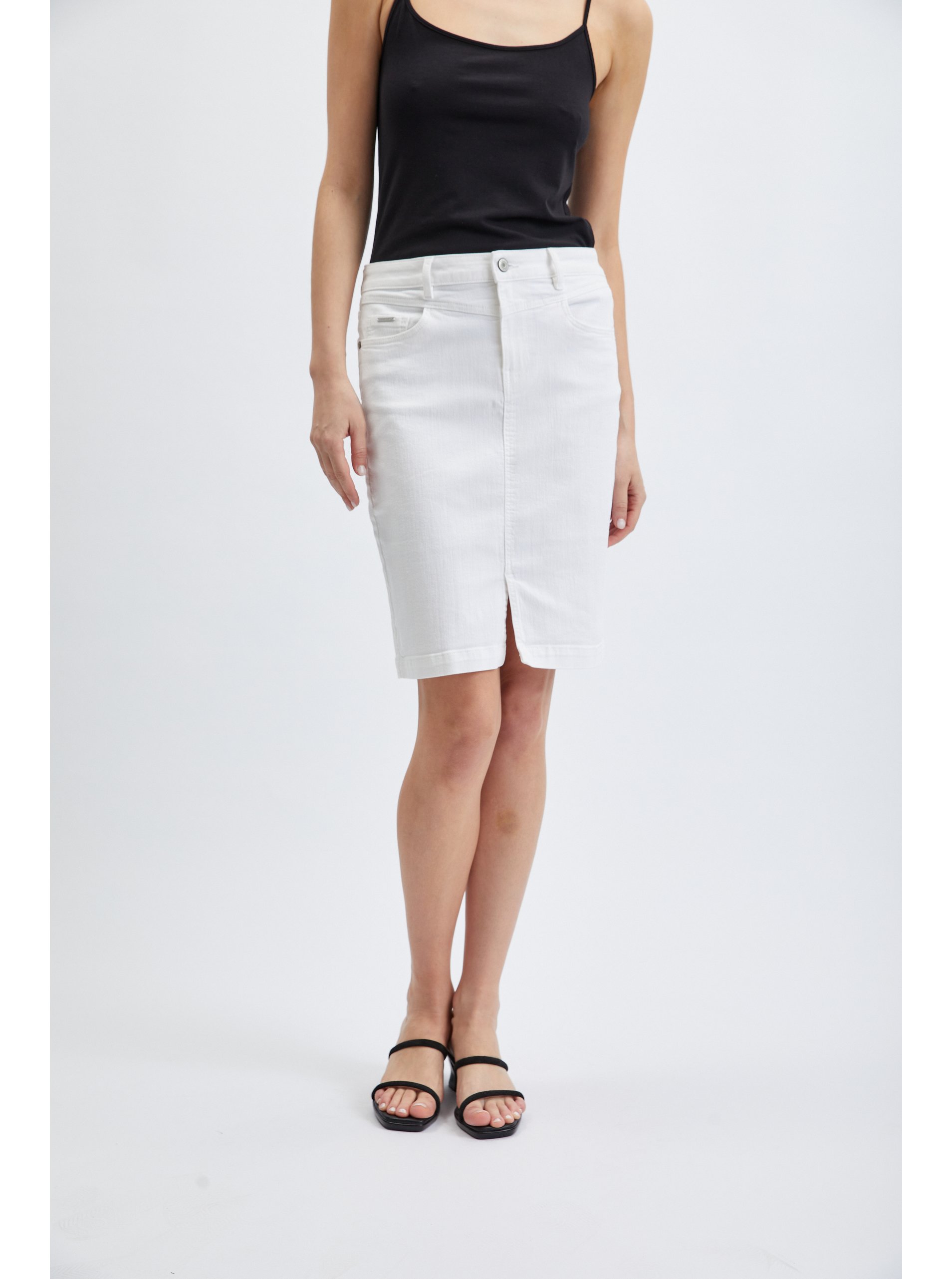 E-shop Bílá dámská džínová sukně ORSAY