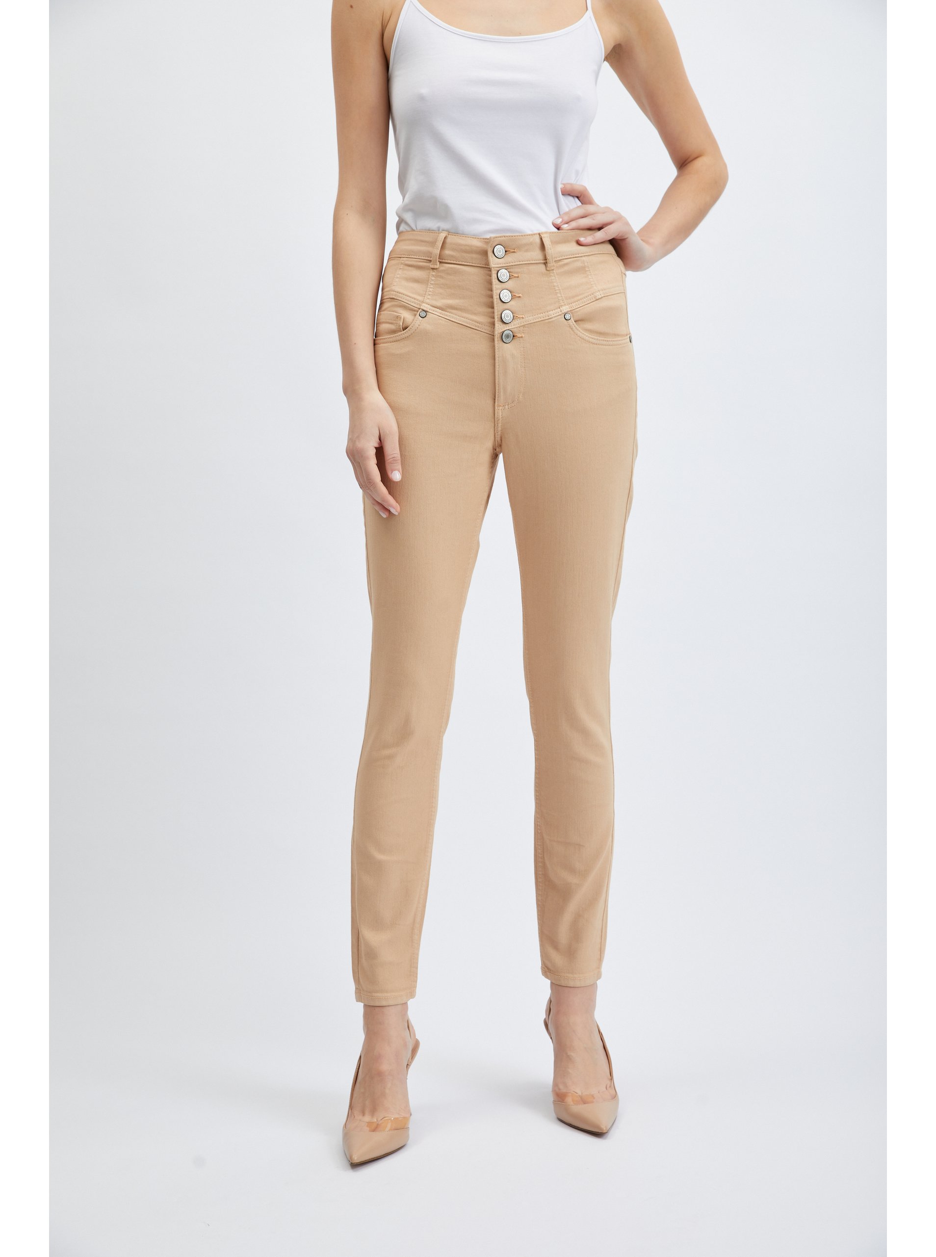 E-shop Béžové dámské skinny fit džíny ORSAY