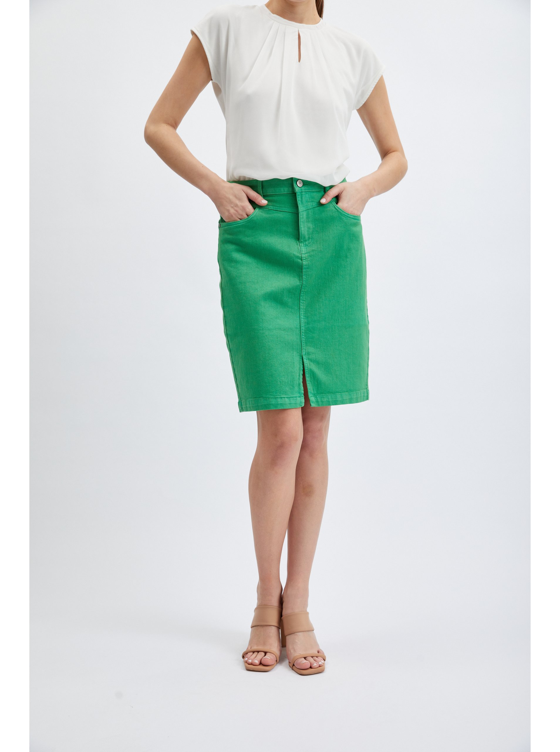 E-shop Zelená dámská džínová sukně ORSAY