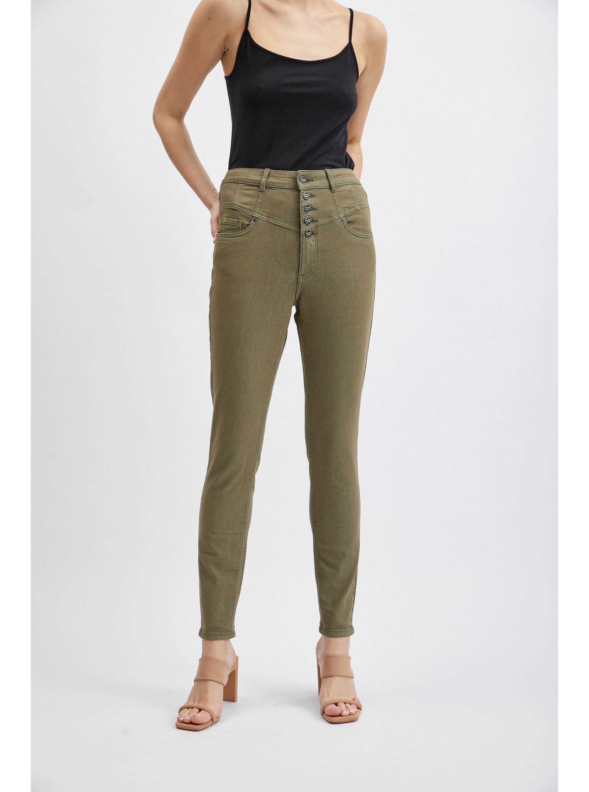 E-shop Khaki dámské skinny fit džíny ORSAY
