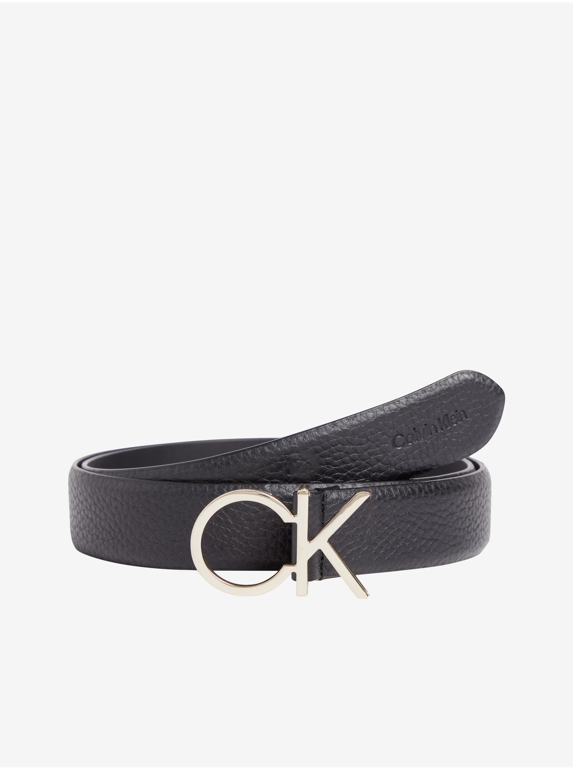 Levně Černý dámský kožený pásek Calvin Klein