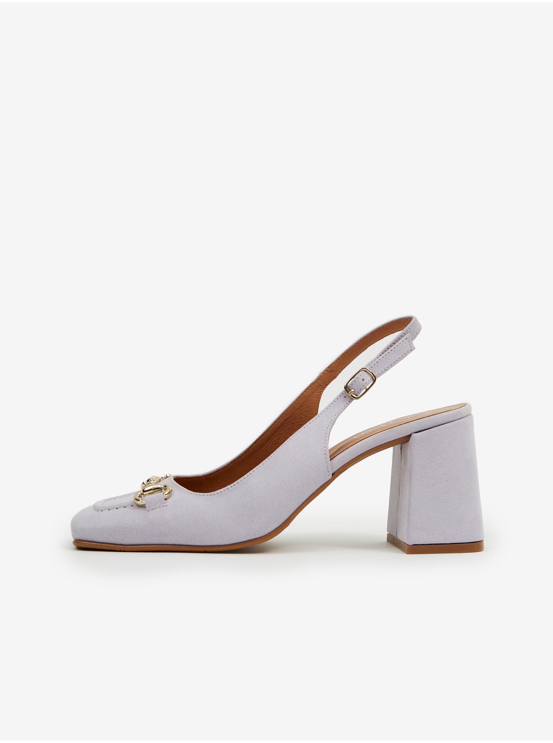 E-shop Světle fialové dámské sandály v semišové úpravě na podpatku OJJU
