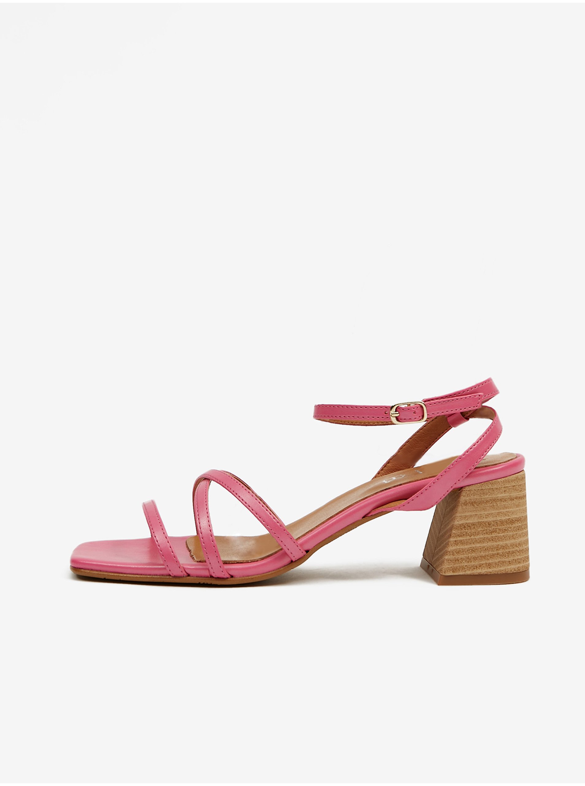 Levně Růžové dámské sandály na podpatku OJJU