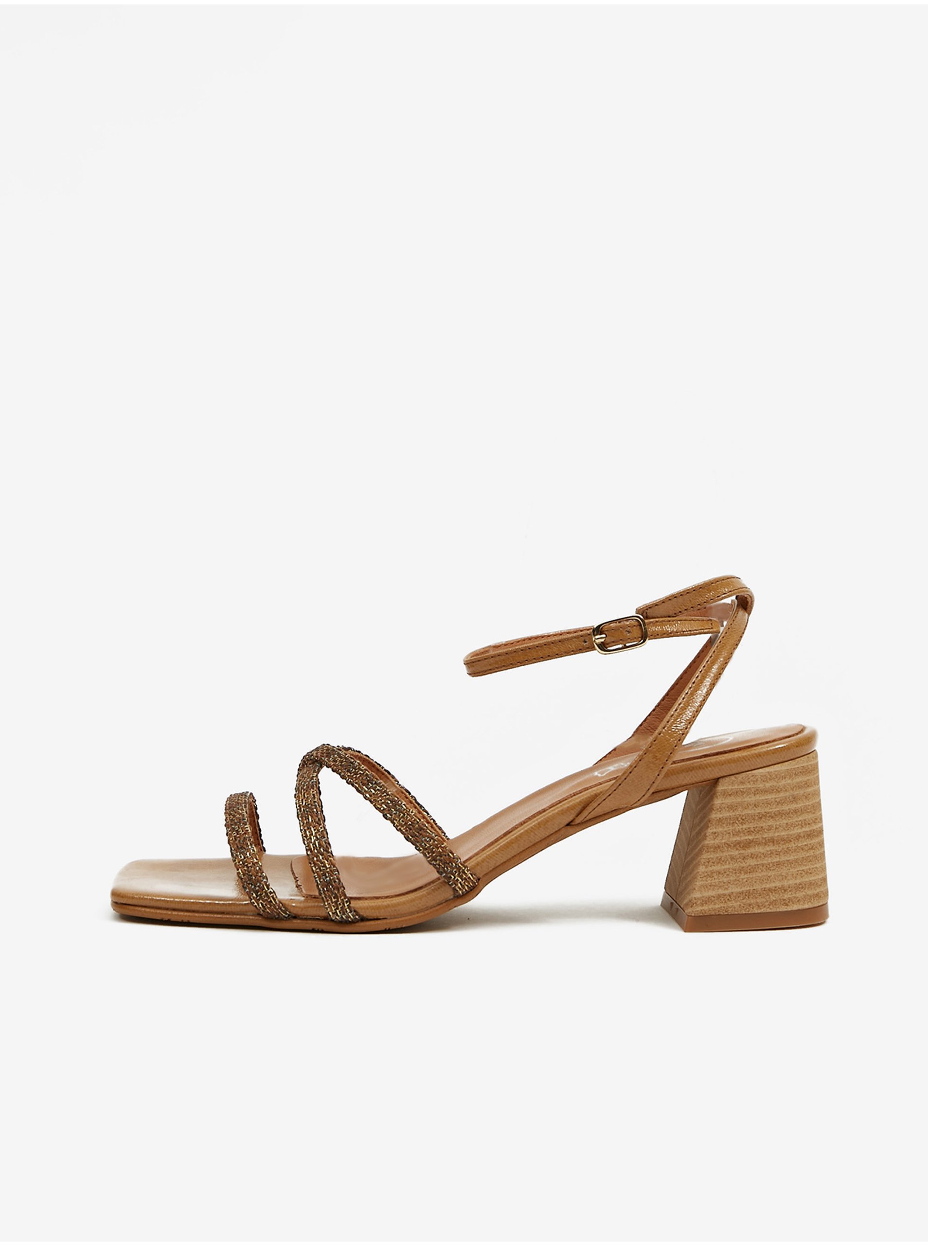 E-shop Hnedé dámske sandále na podpätku OJJU