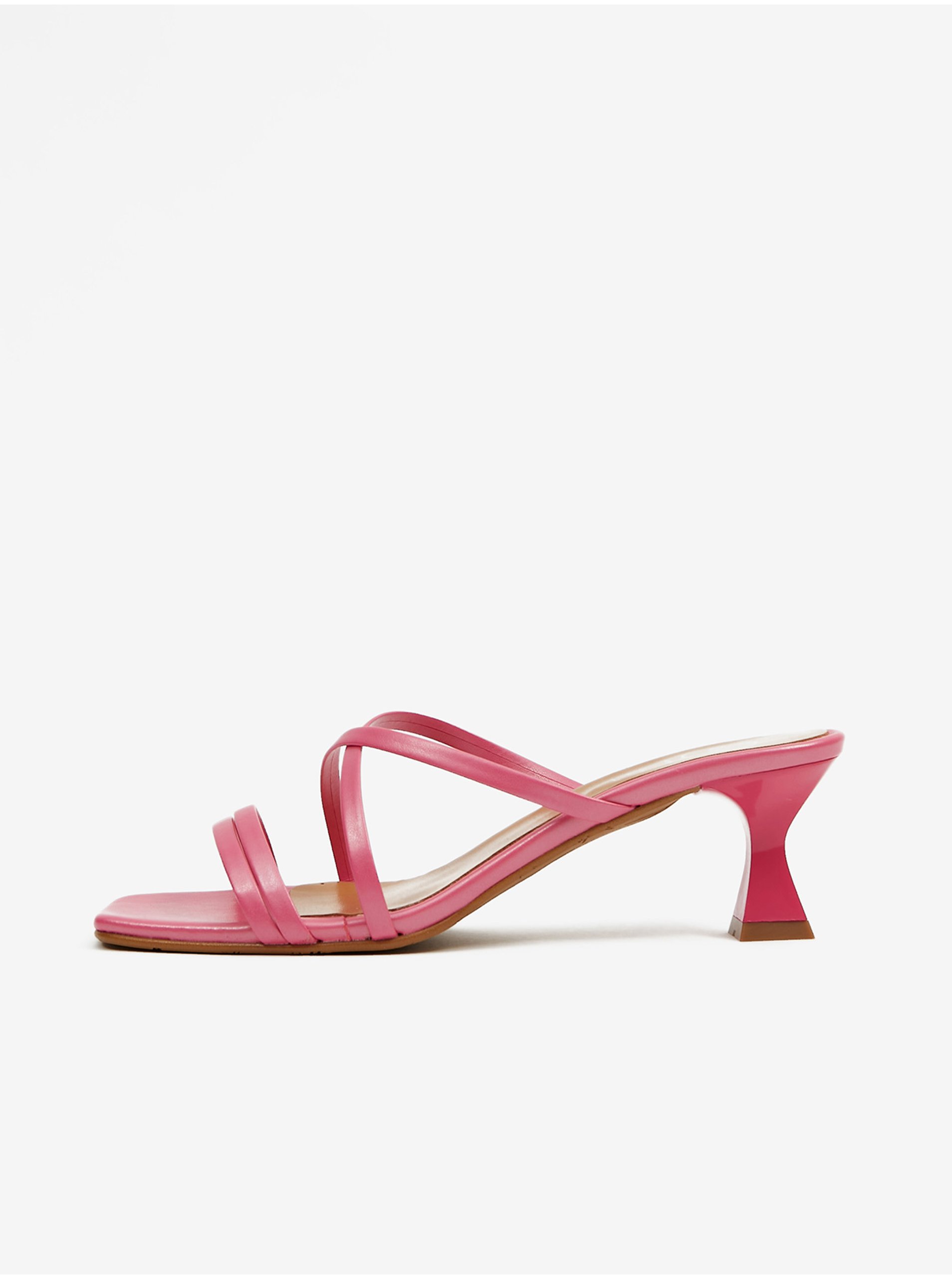 E-shop Růžové dámské pantofle na podpatku OJJU