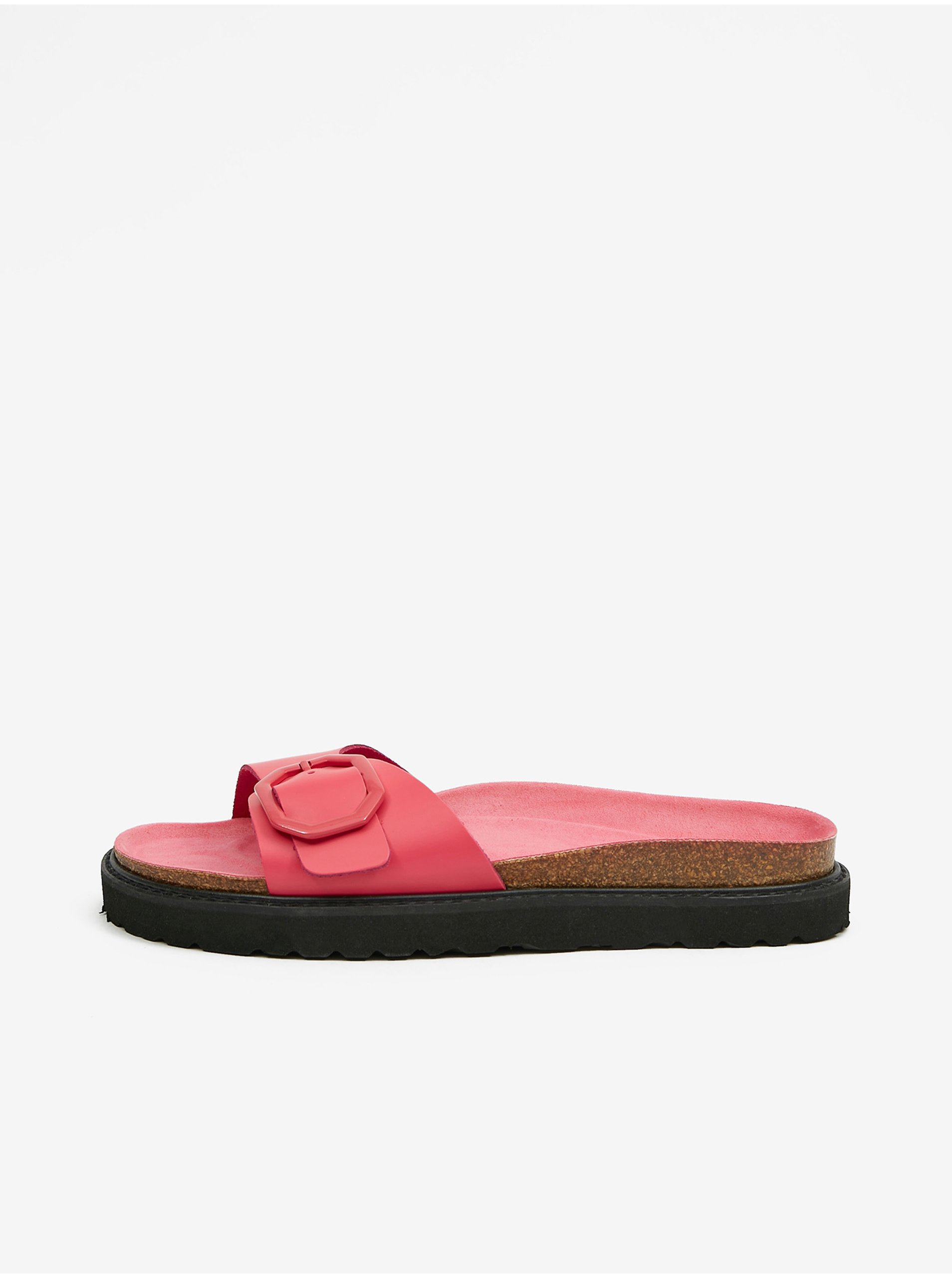 E-shop Růžové dámské kožené pantofle na platformě OJJU