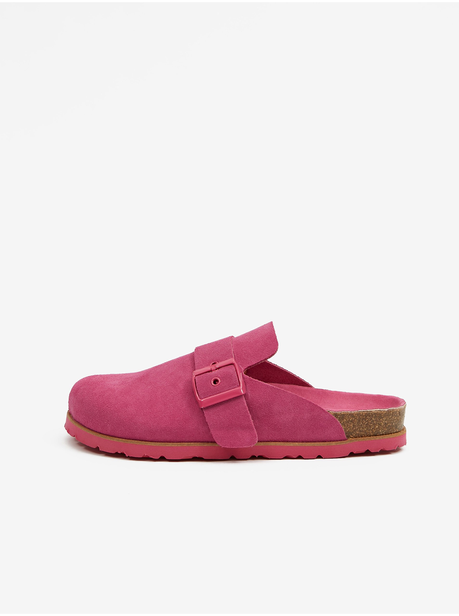 E-shop Tmavě růžové dámské semišové pantofle OJJU