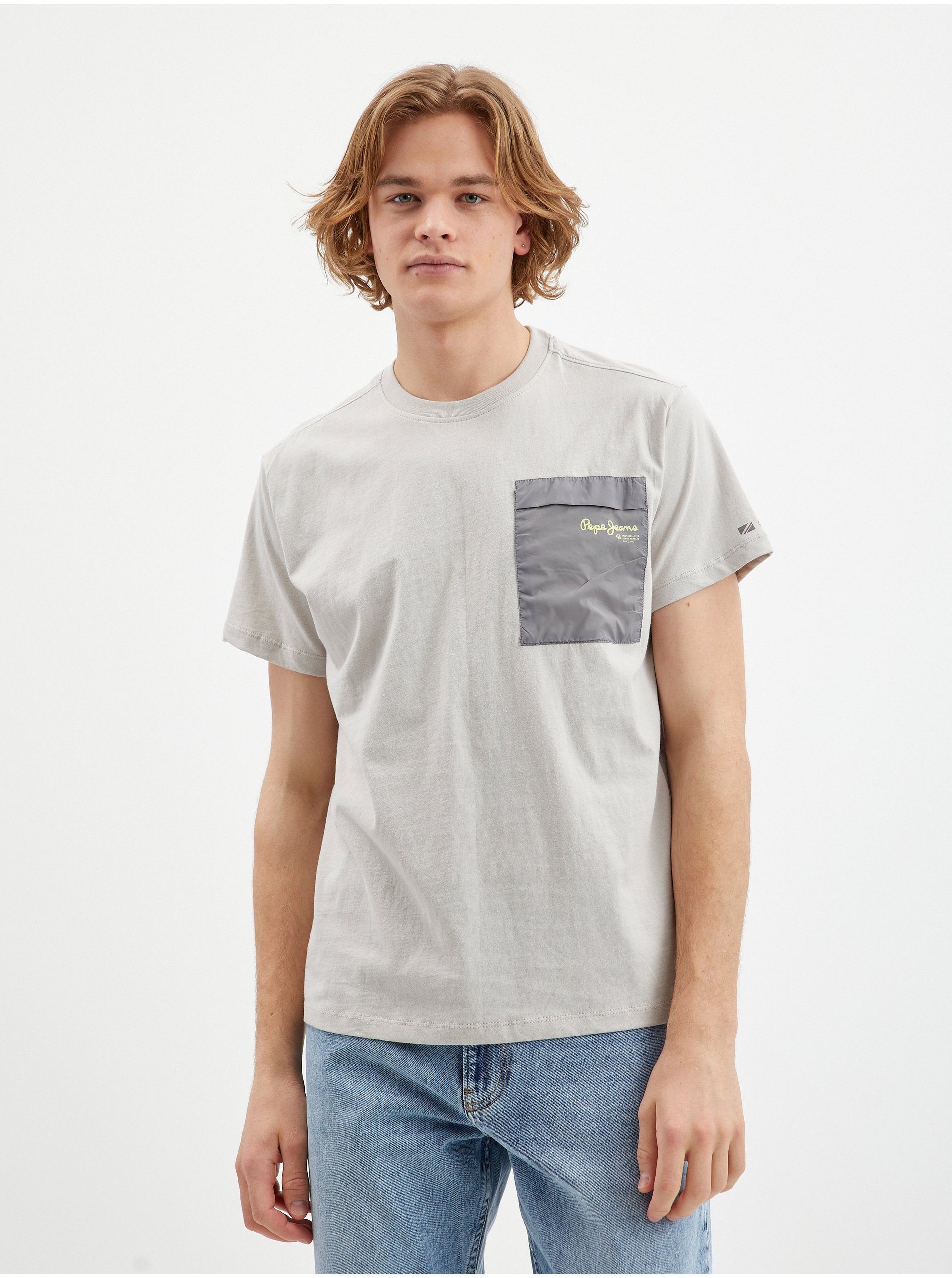 E-shop Šedé pánské tričko Pepe Jeans Abner