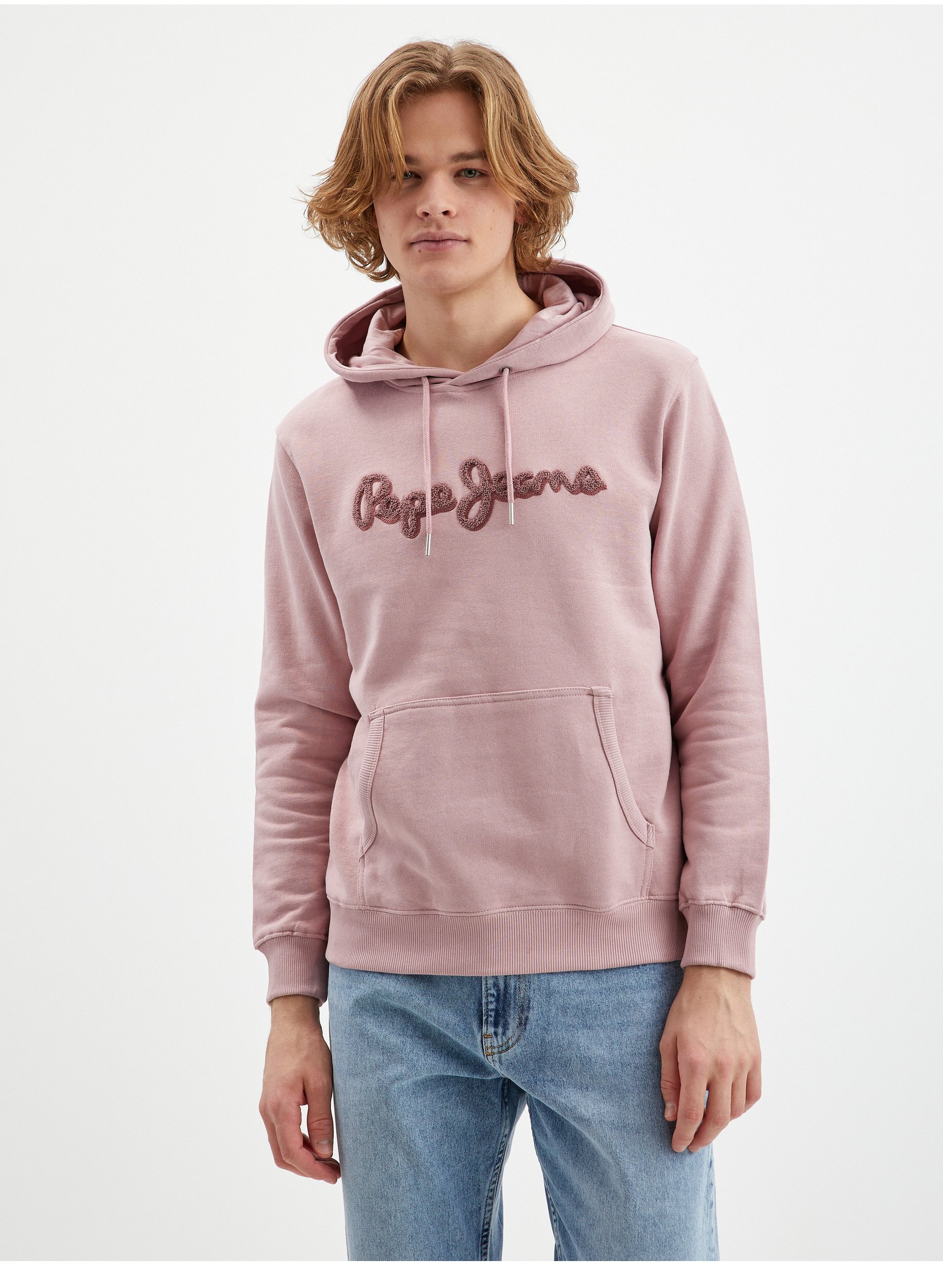 E-shop Růžová pánská mikina s kapucí Pepe Jeans Ryan