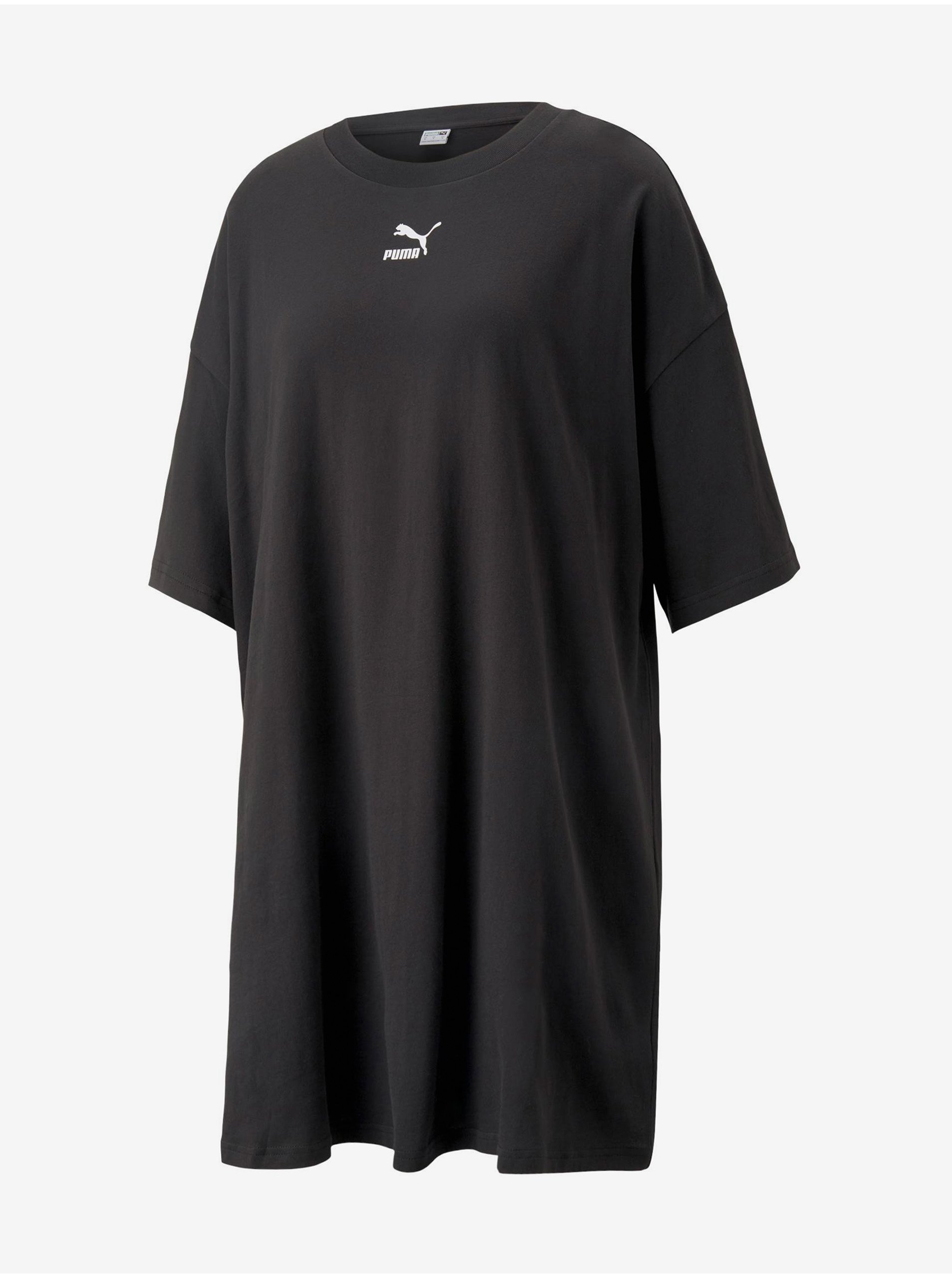 Levně Černé dámské oversize šaty Puma CLASSICS Tee Dress PUMA Black