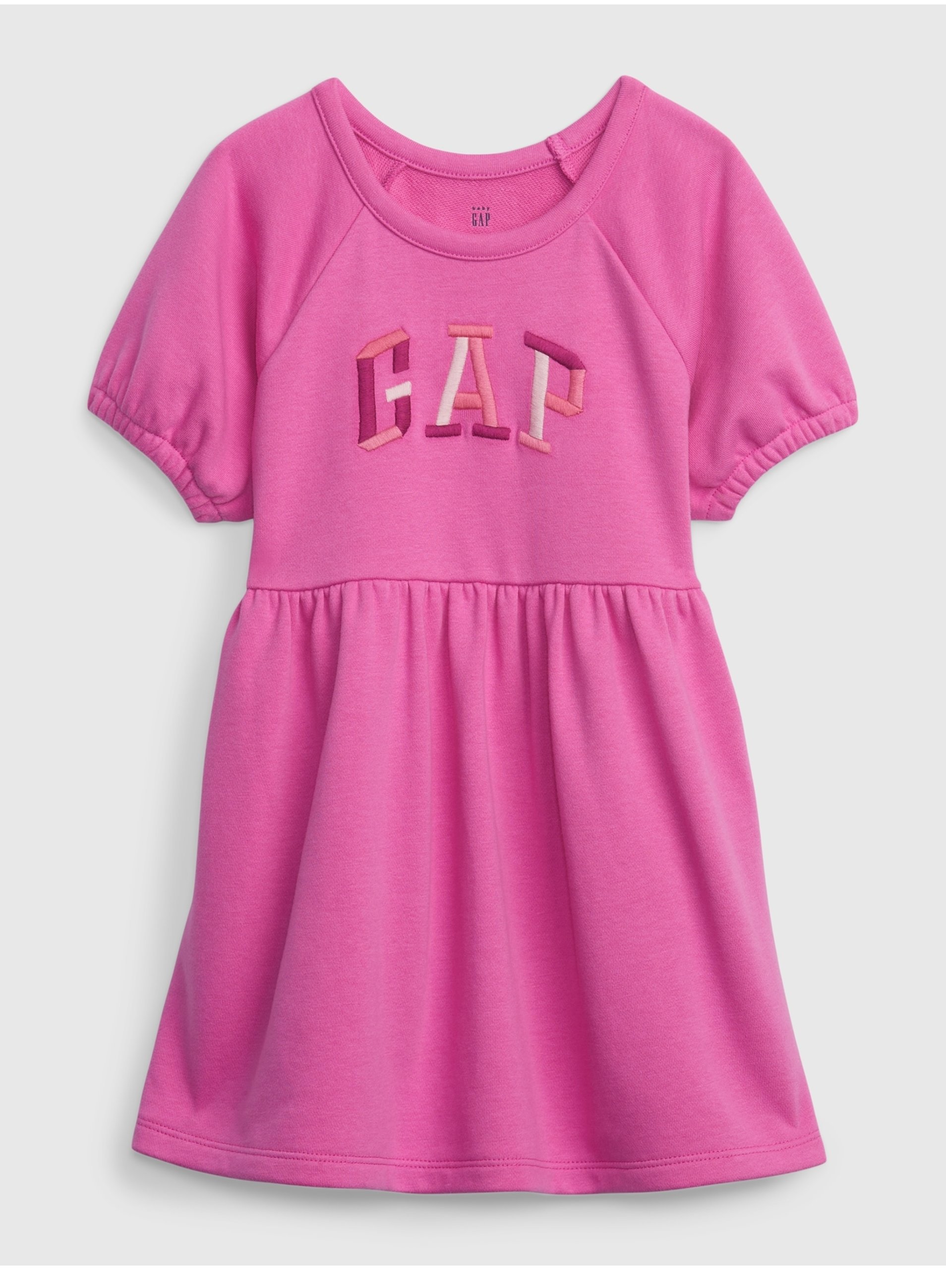 Levně Tmavě růžové holčičí bavlněné šaty s logem GAP