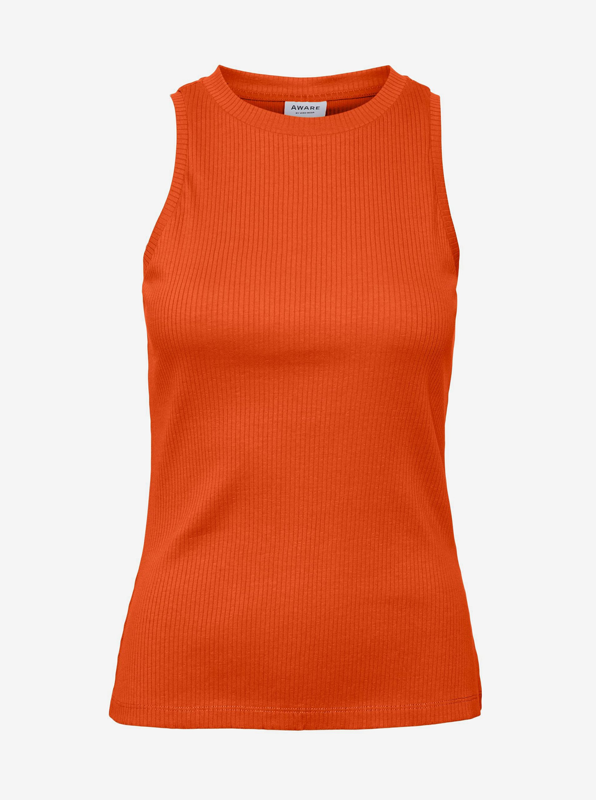 E-shop Oranžové dámské žebrované basic tílko AWARE by VERO MODA Lavender