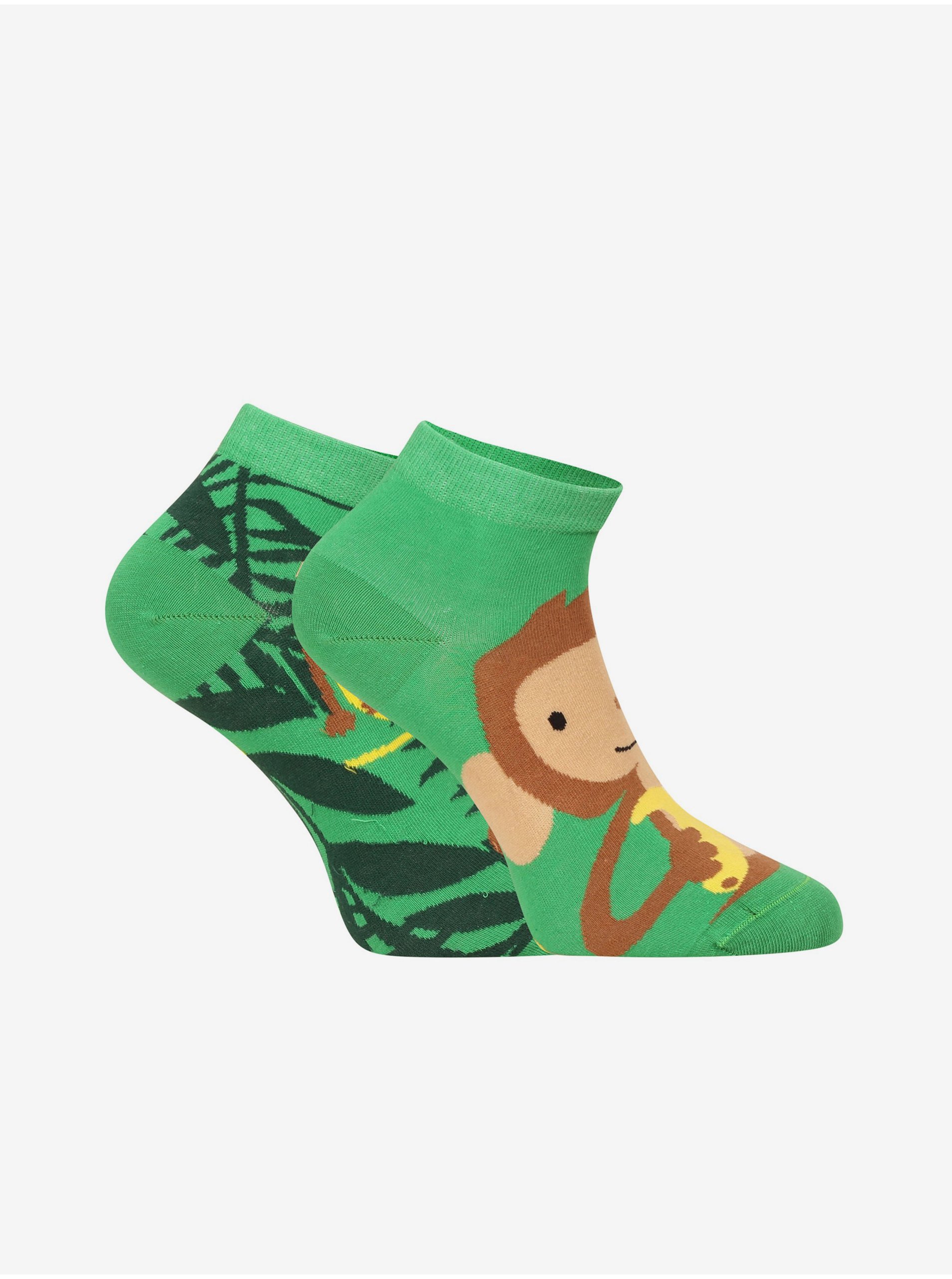 Levně Zelené unisex veselé ponožky Dedoles Opice