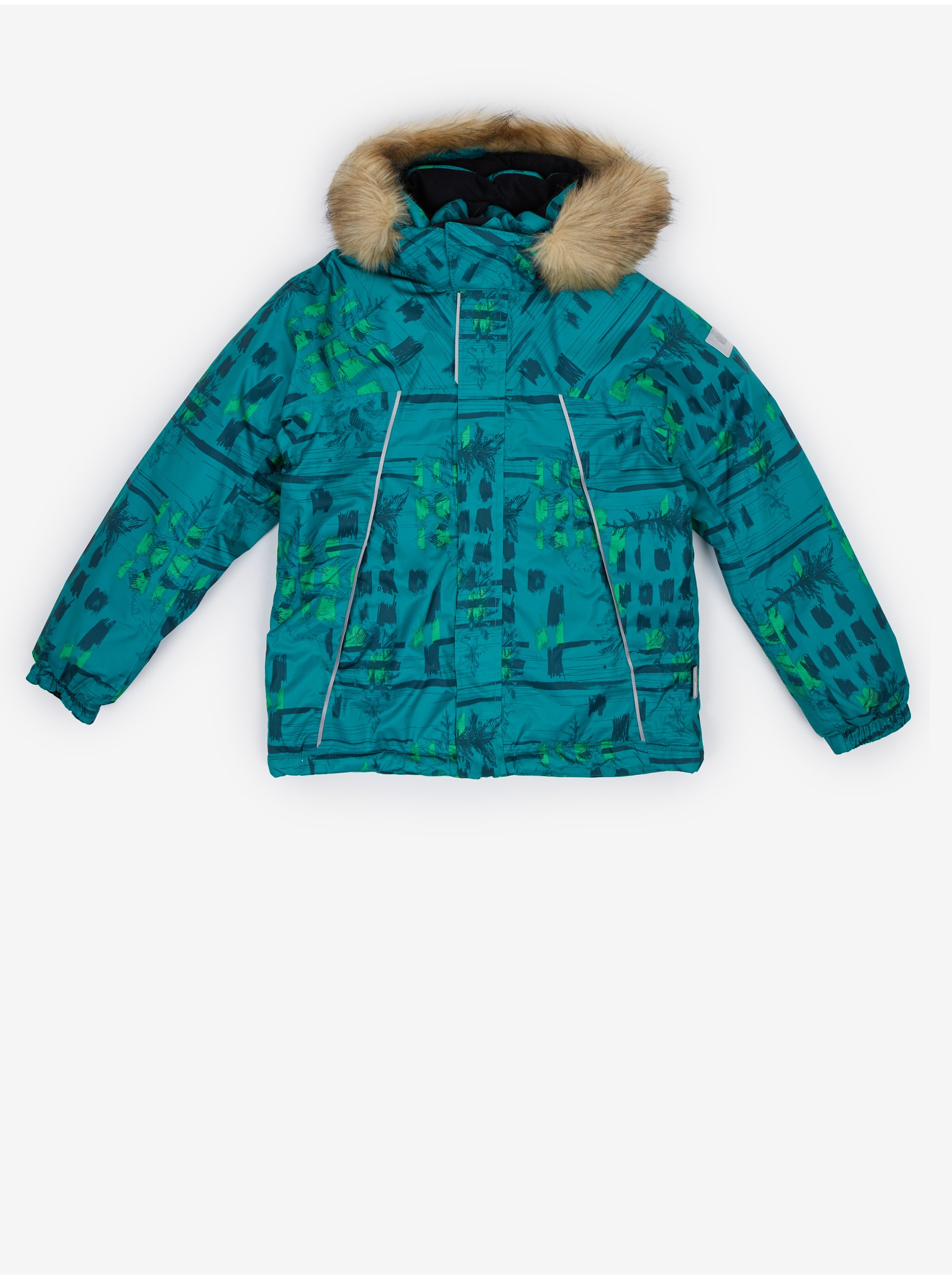 Lacno Zelená chlapčenská vzorovaná zimná bunda Reima Niisi