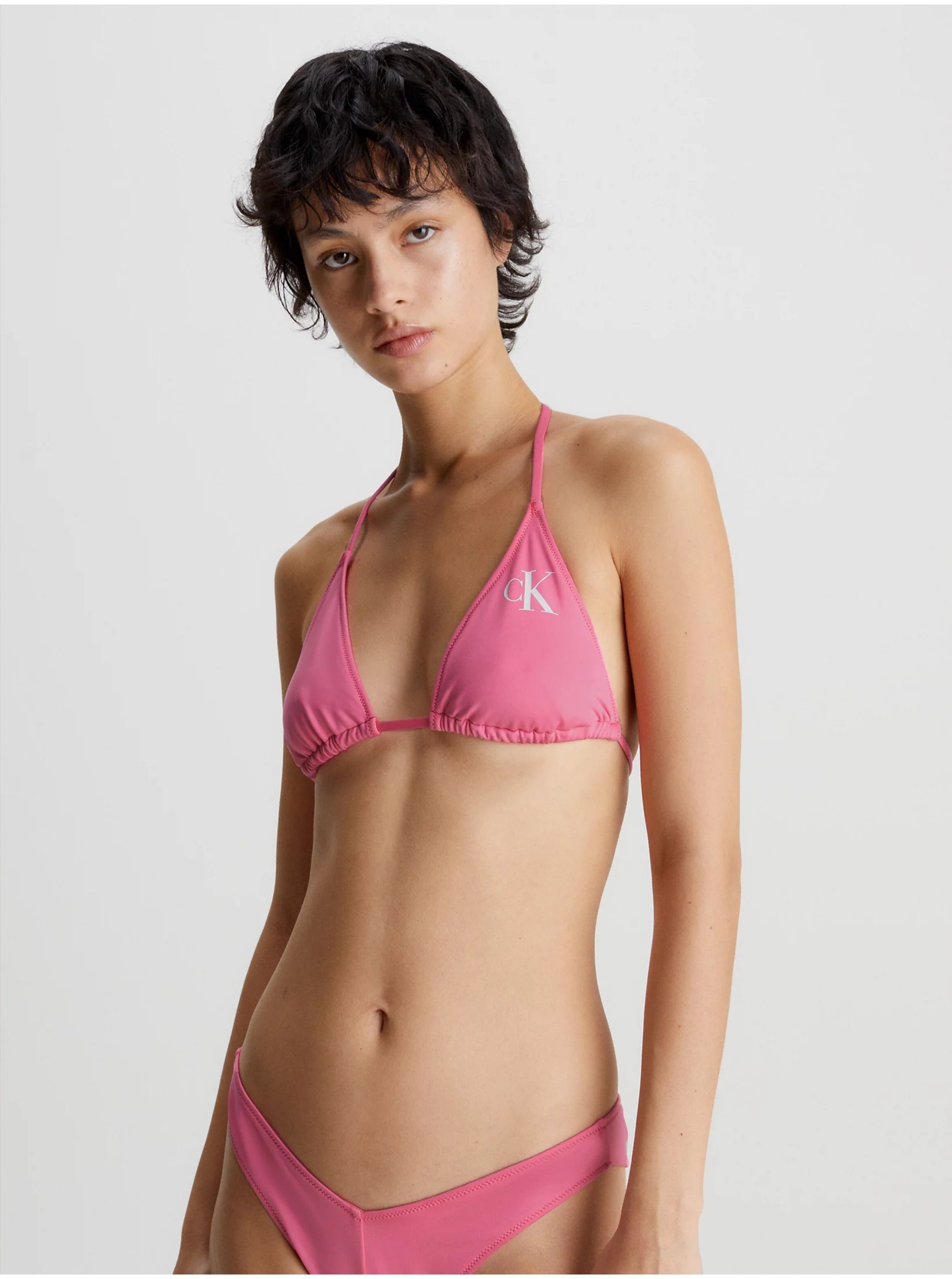 Lacno Ružový dámsky vrchný diel plaviek Calvin Klein Underwear