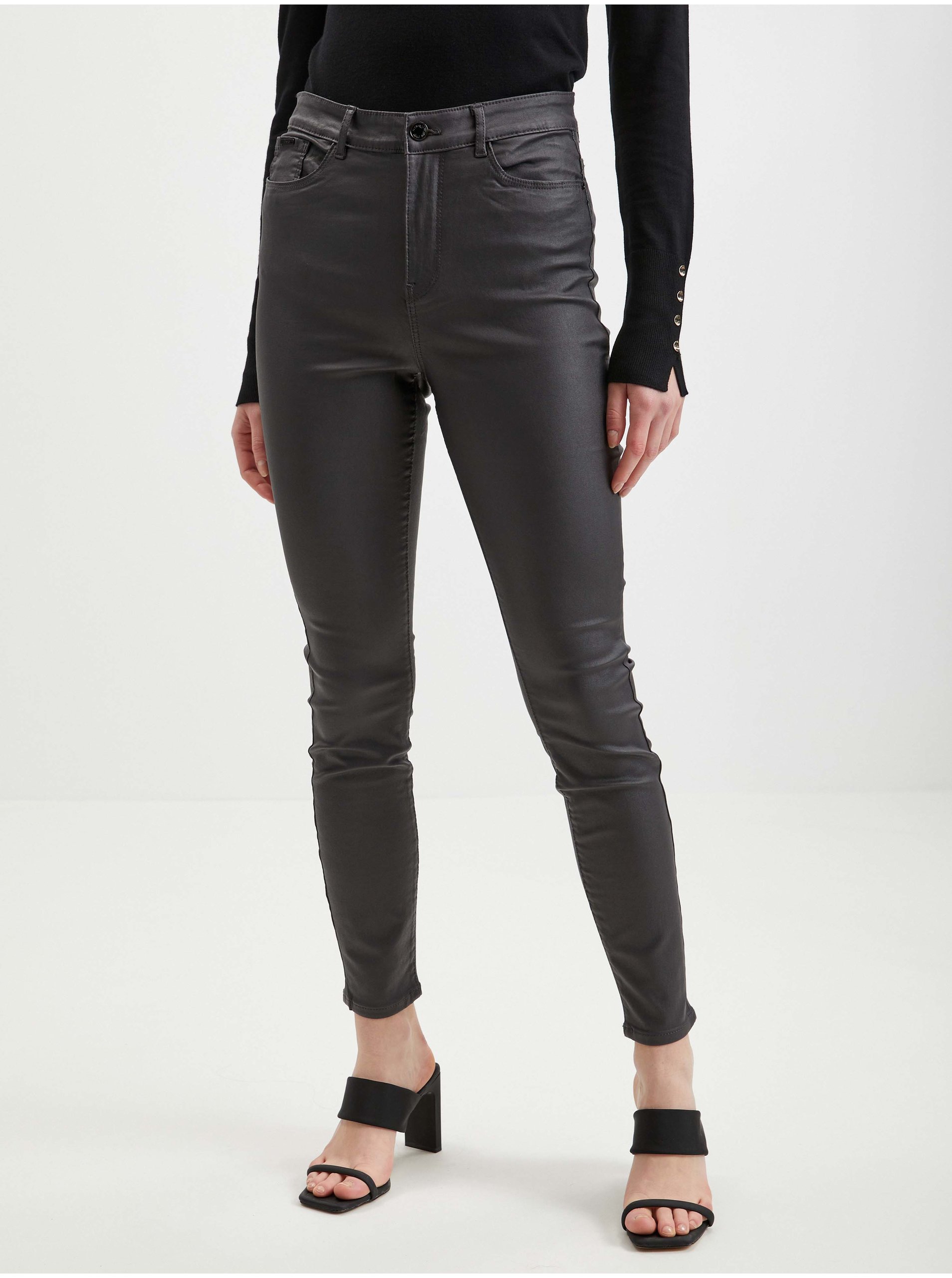 E-shop Šedé dámské koženkové kalhoty ORSAY