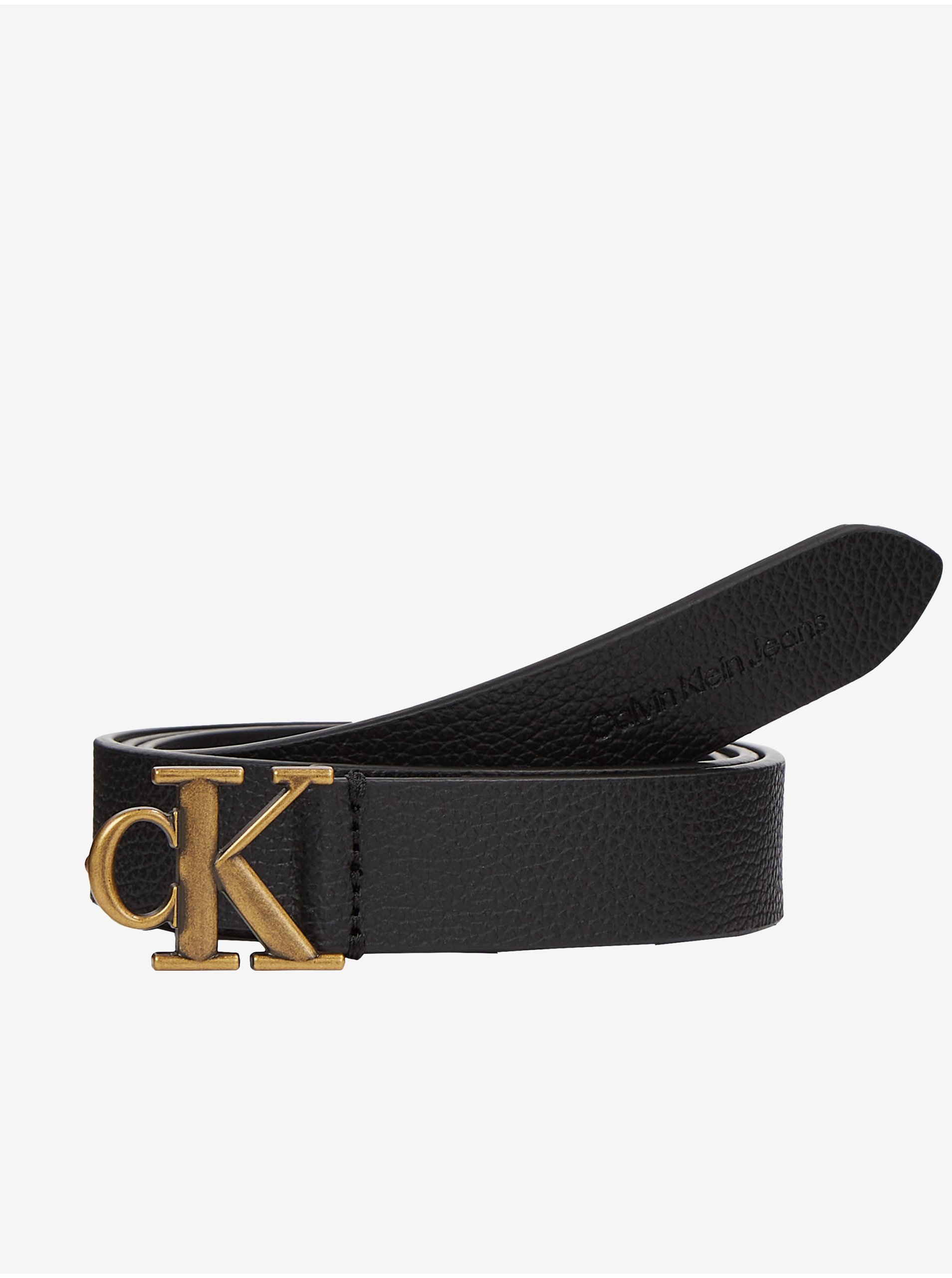 Levně Černý dámský kožený pásek Calvin Klein Jeans