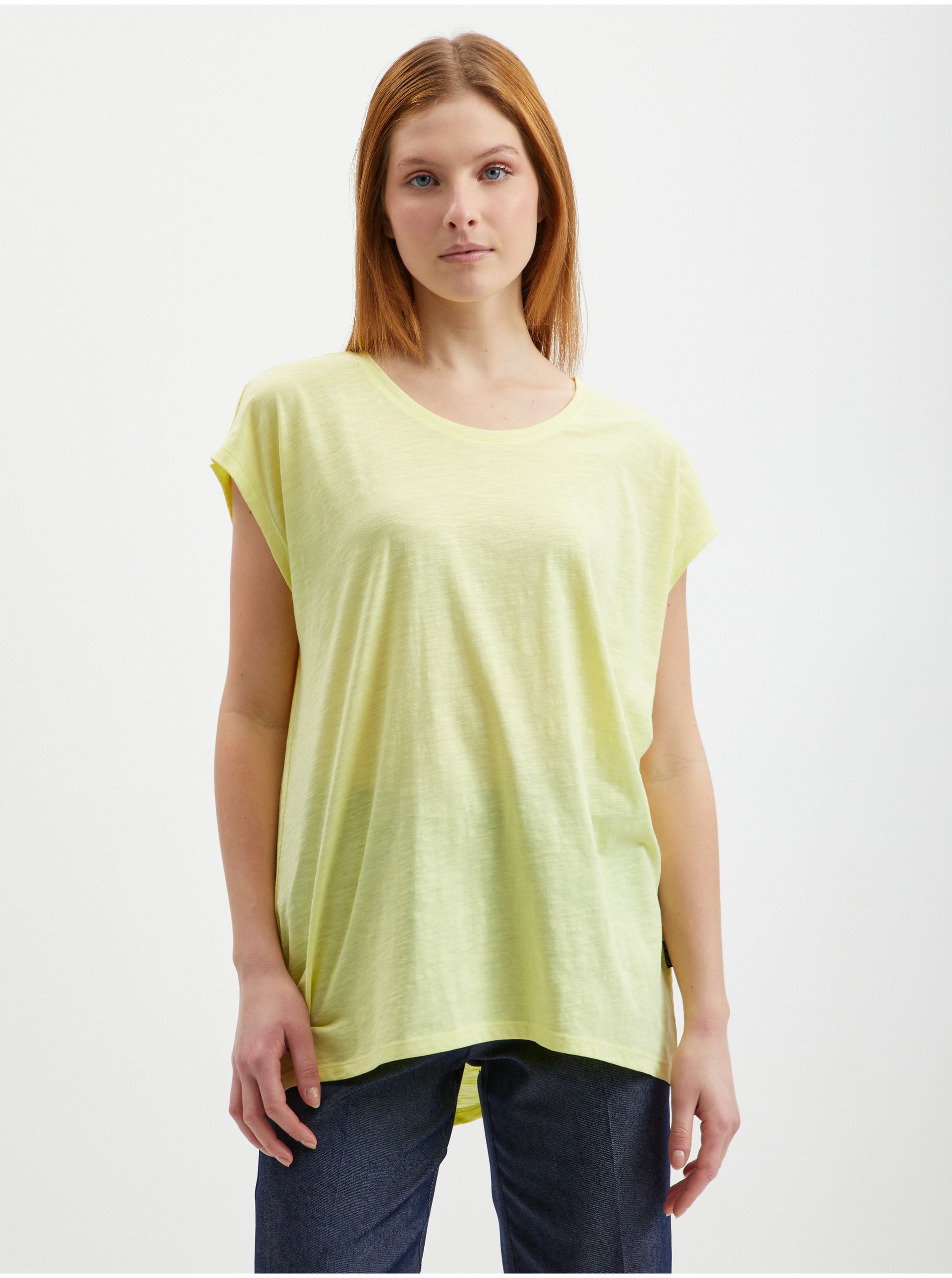 E-shop Žluté dámské basic tričko Noisy May Mathilde