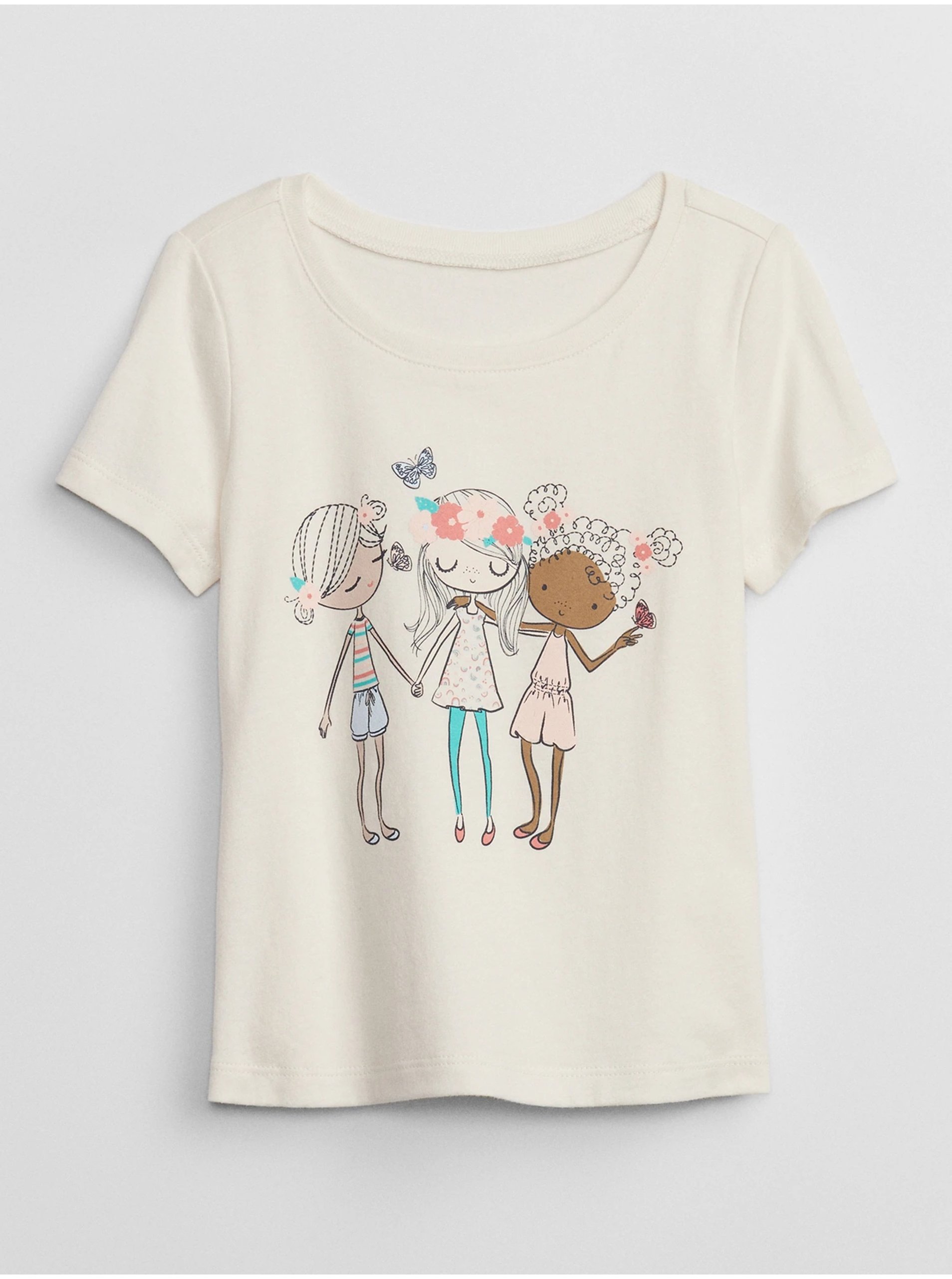 Lacno Biele dievčenské tričko s potlačou GAP