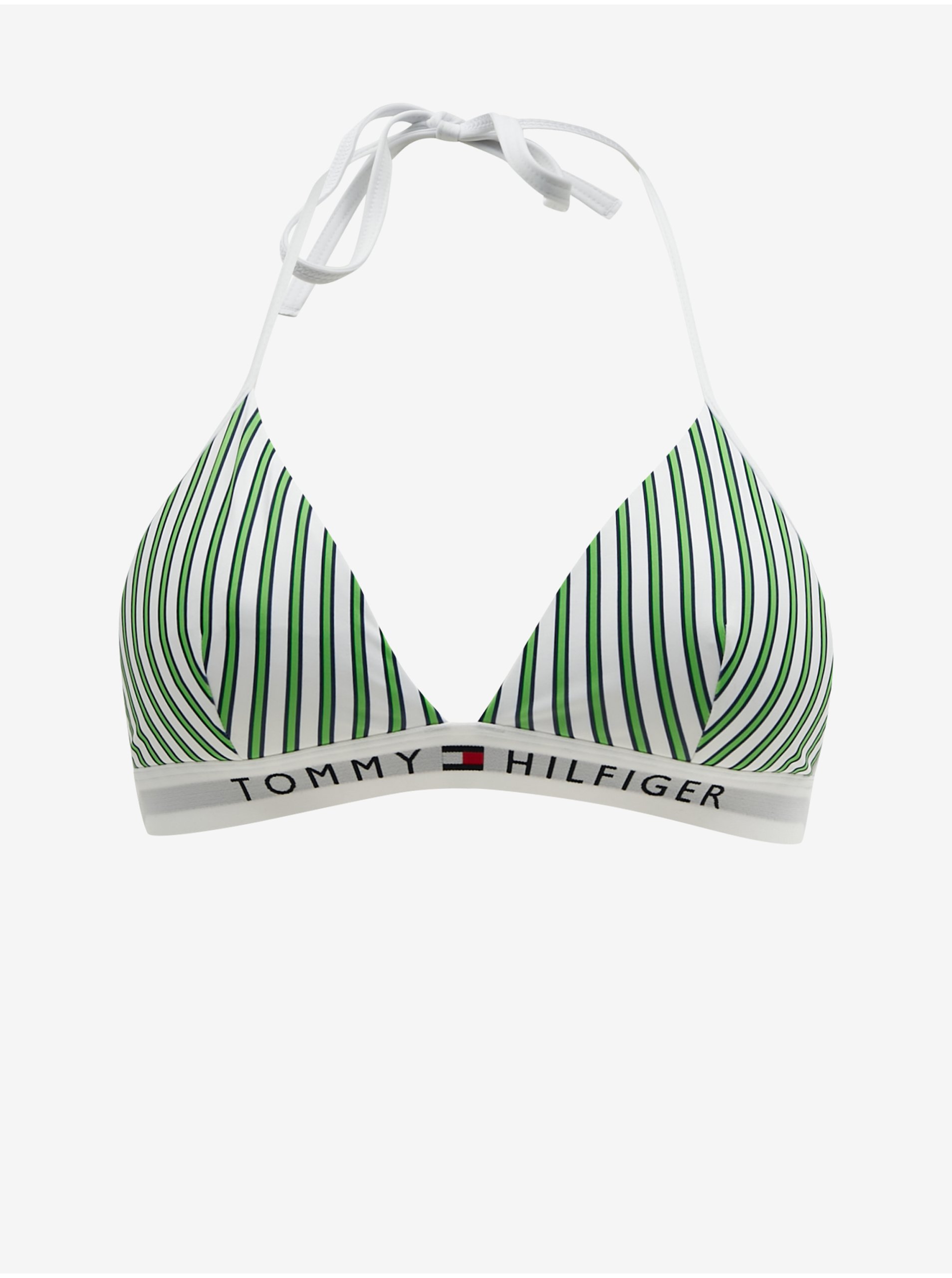 Levně Bílo-zelený dámský pruhovaný vrchní díl plavek Tommy Hilfiger Underwear